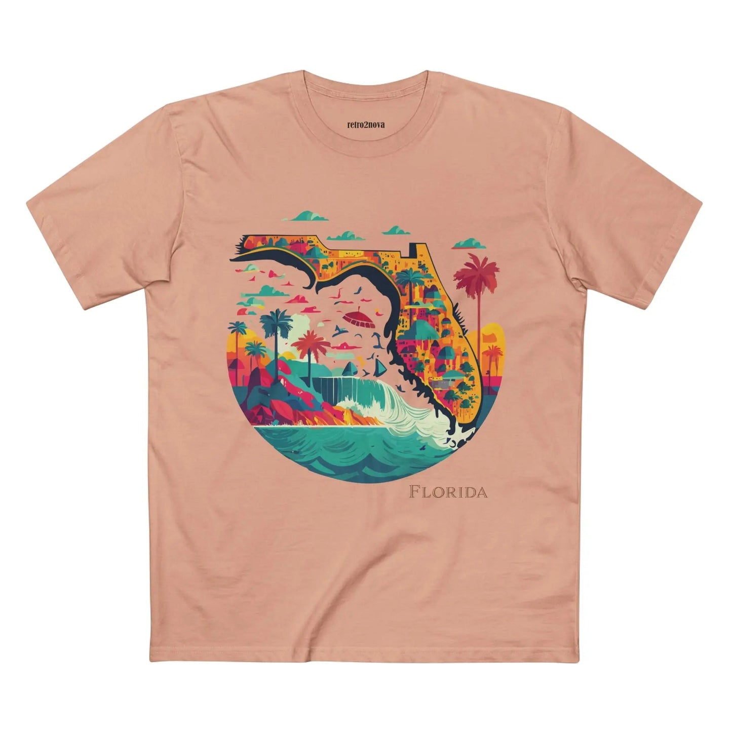 Florida State Shirt Unisex Premium Cotton Tee With Original Art Design Retro2Nova