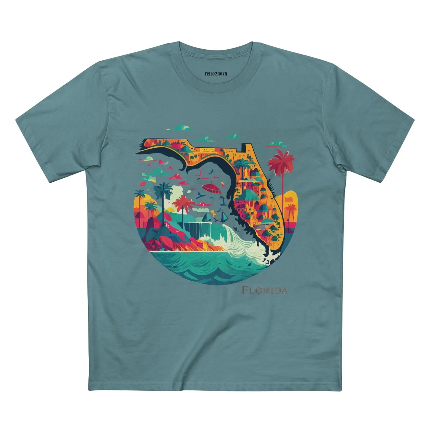 Florida State Shirt Unisex Premium Cotton Tee With Original Art Design Retro2Nova