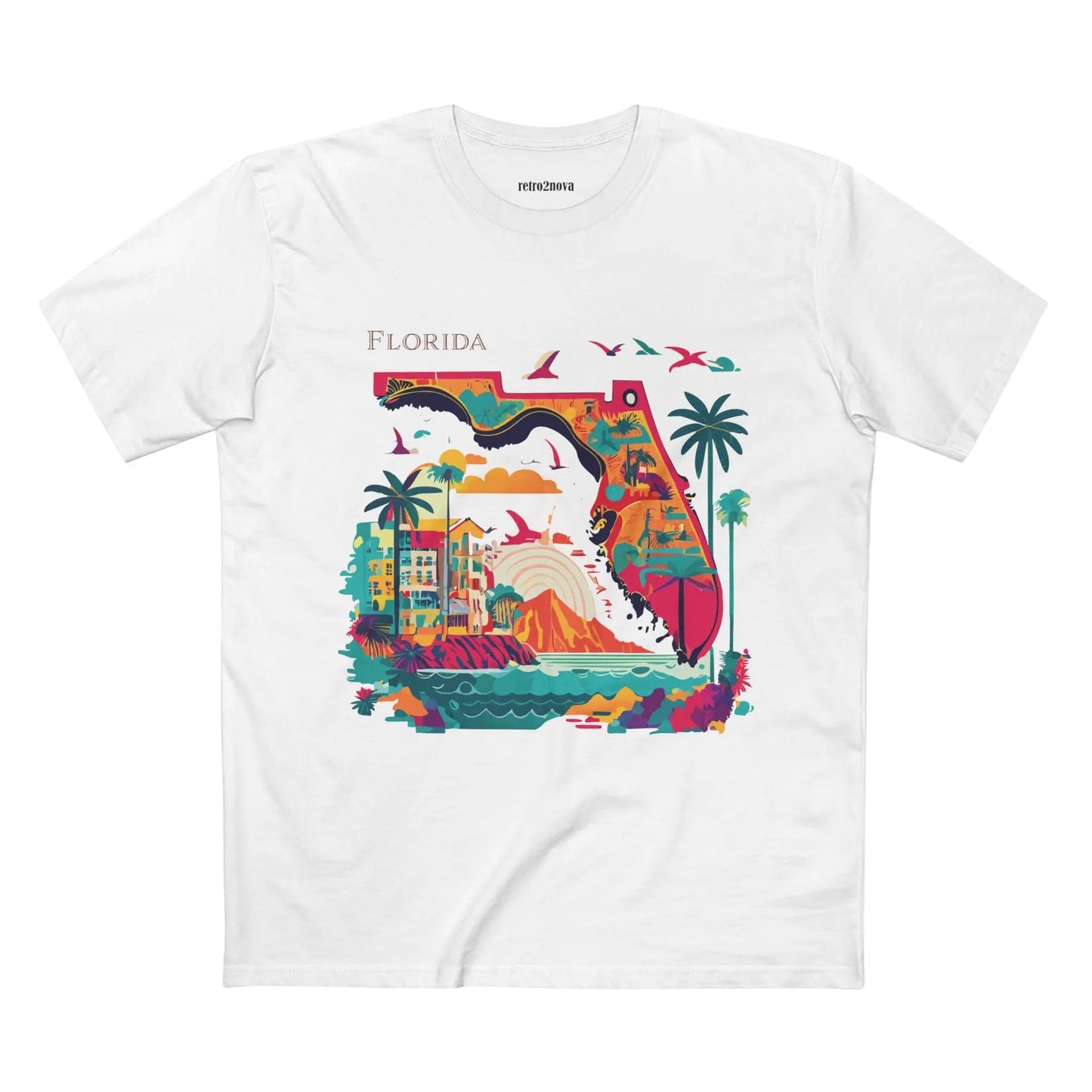 Florida State Shirt Unisex Premium Cotton Tee With Original Art Design From Retro2Nova Collection