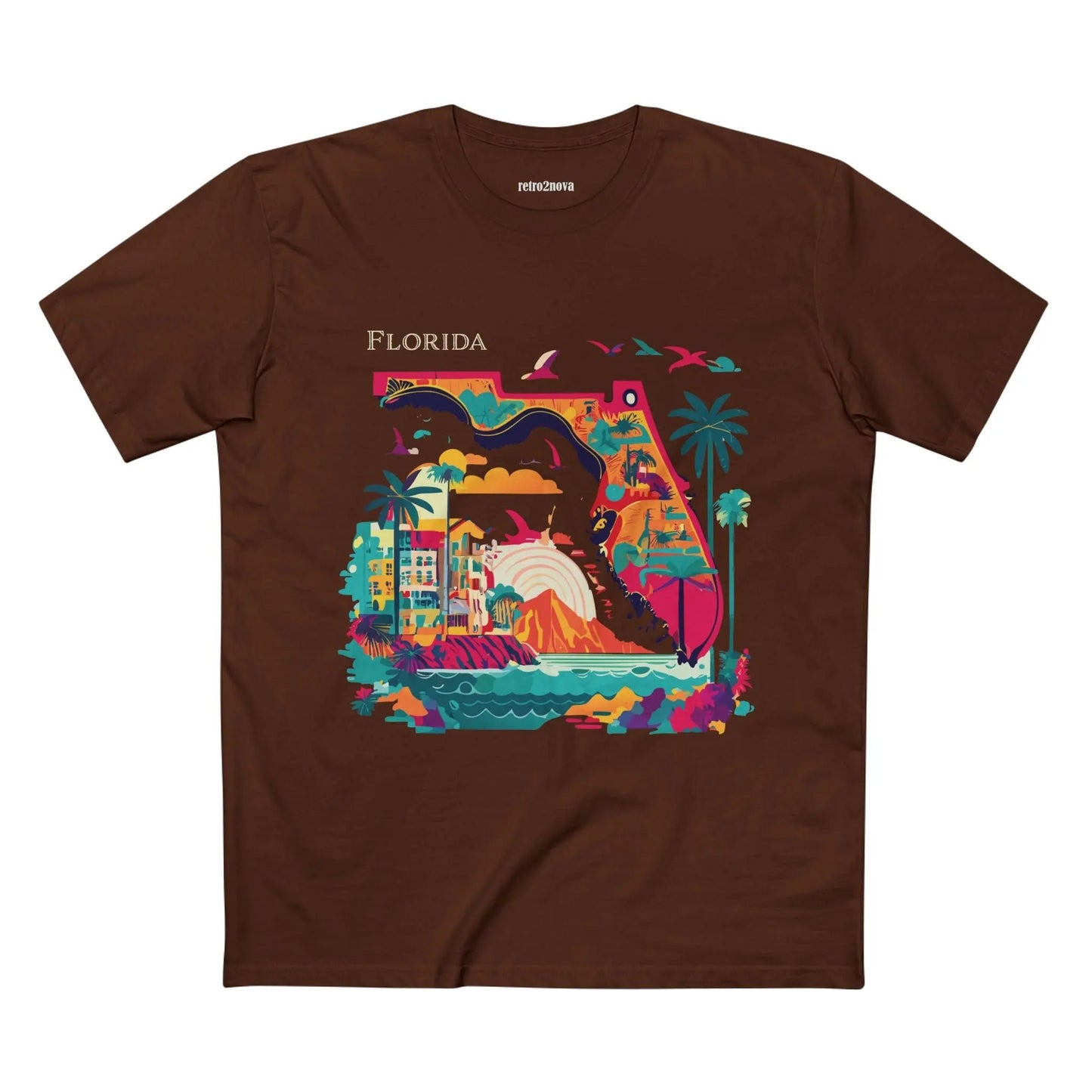 Florida State Shirt Unisex Premium Cotton Tee With Original Art Design From Retro2Nova Collection