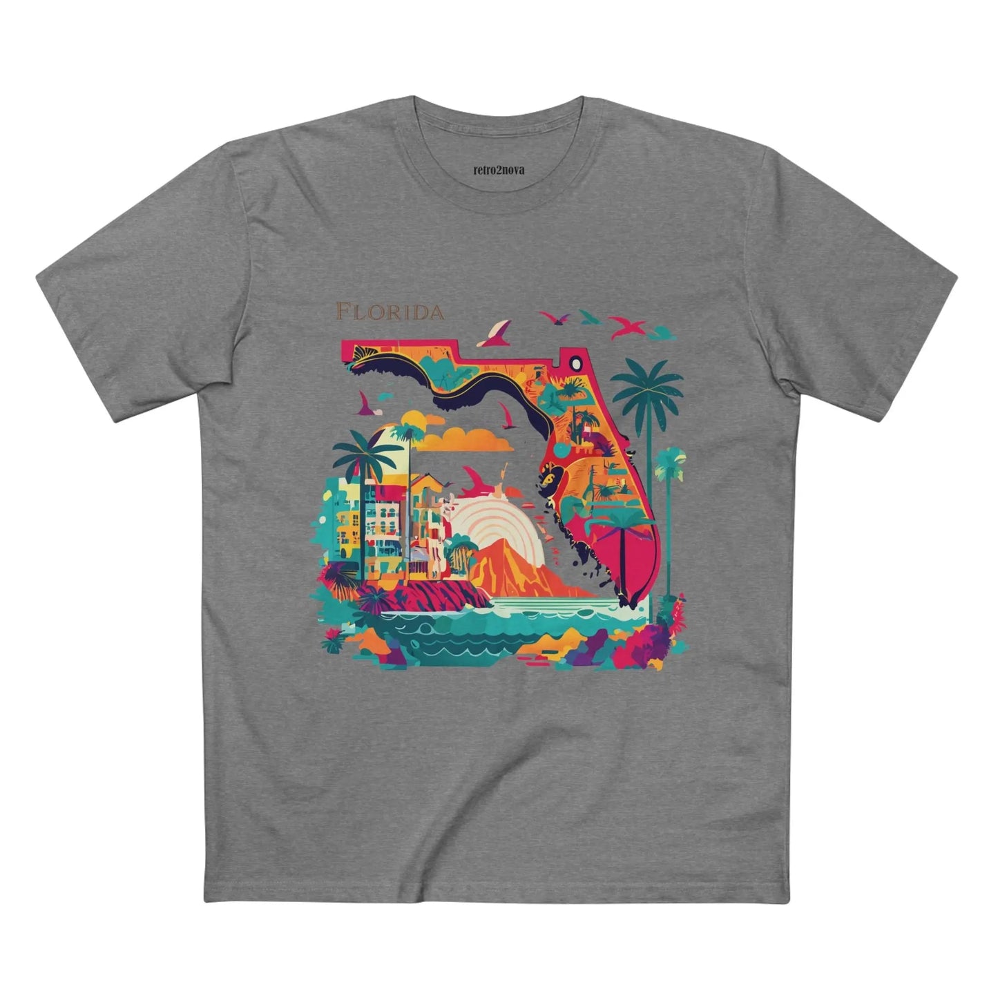 Florida State Shirt Unisex Premium Cotton Tee With Original Art Design From Retro2Nova Collection