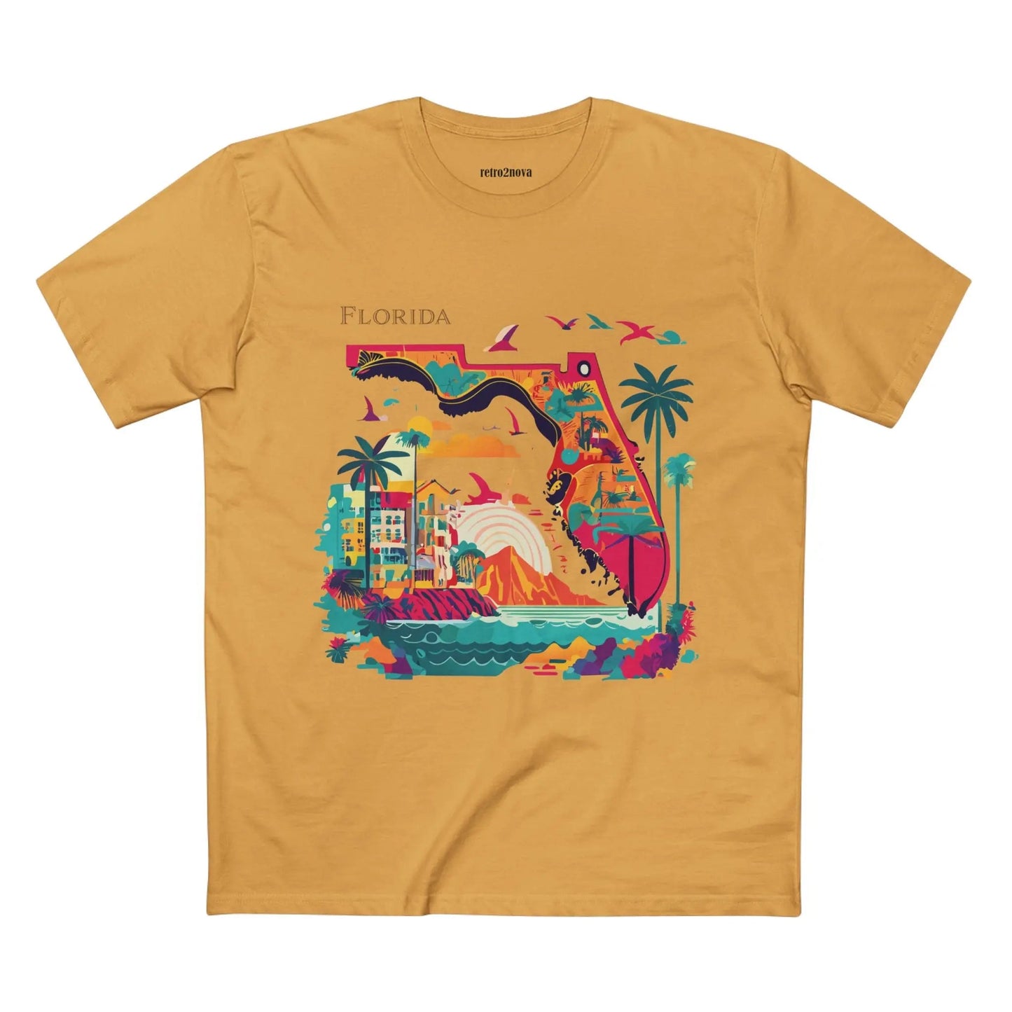 Florida State Shirt Unisex Premium Cotton Tee With Original Art Design From Retro2Nova Collection