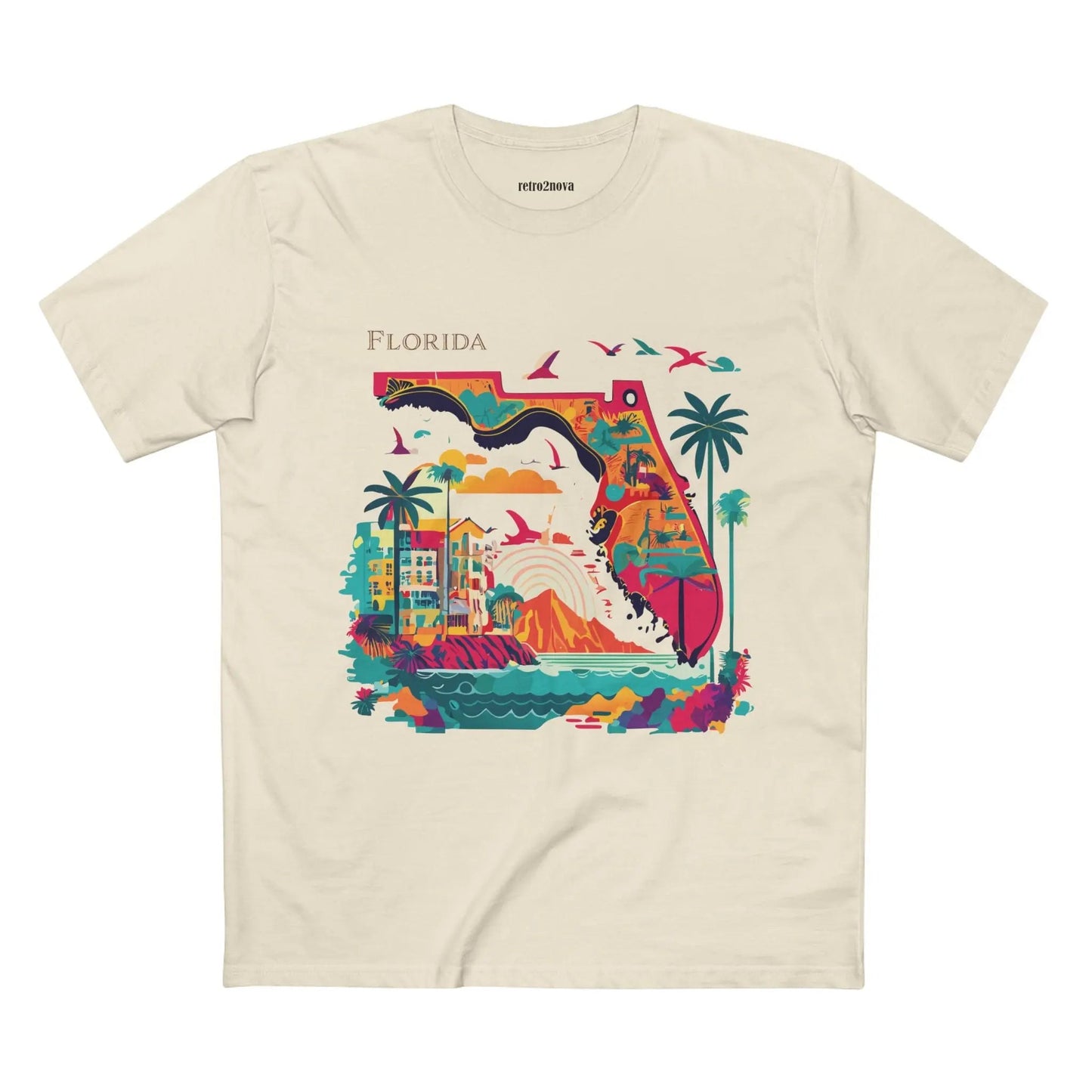 Florida State Shirt Unisex Premium Cotton Tee With Original Art Design From Retro2Nova Collection