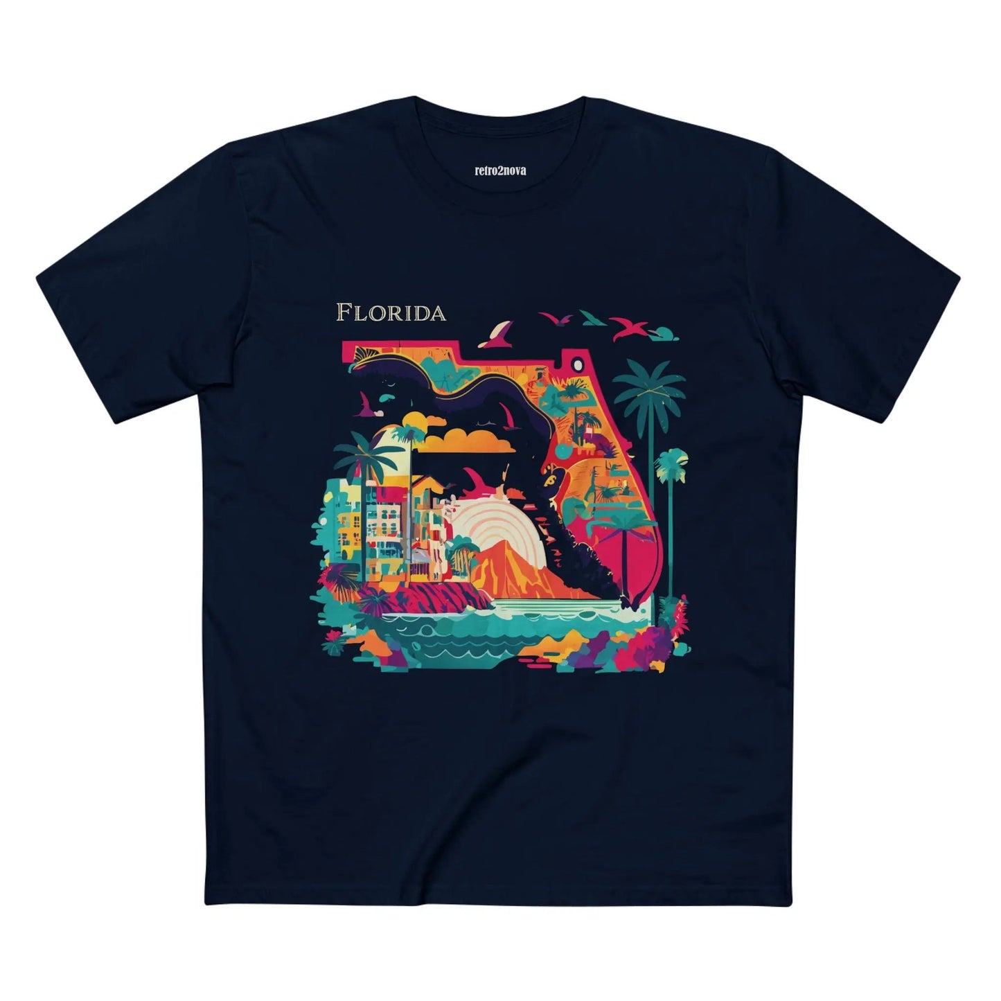 Florida State Shirt Unisex Premium Cotton Tee With Original Art Design From Retro2Nova Collection