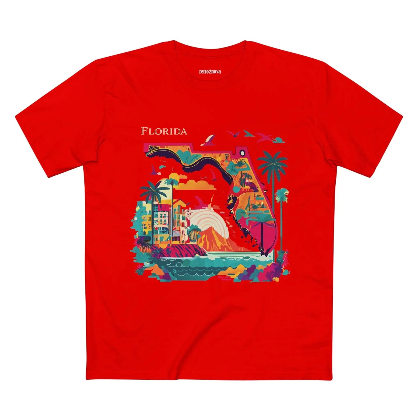 Florida State Shirt Unisex Premium Cotton Tee With Original Art Design From Retro2Nova Collection