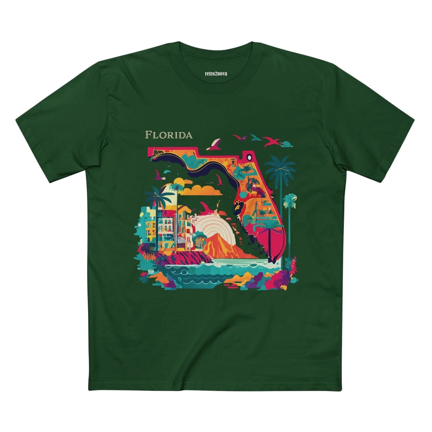 Florida State Shirt Unisex Premium Cotton Tee With Original Art Design From Retro2Nova Collection