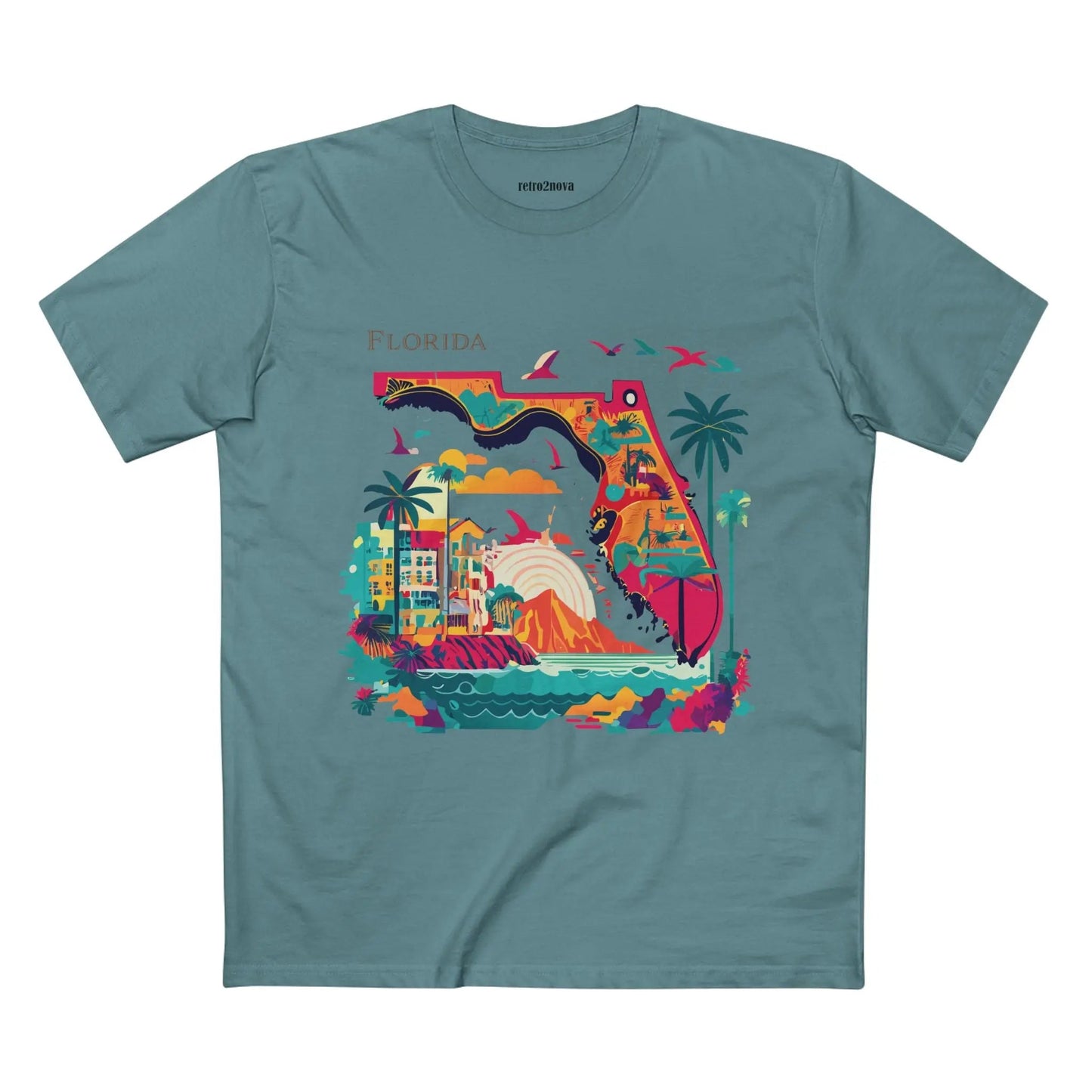 Florida State Shirt Unisex Premium Cotton Tee With Original Art Design From Retro2Nova Collection
