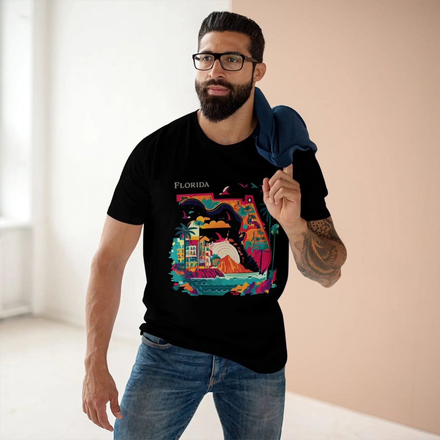 Florida State Shirt Unisex Premium Cotton Tee With Original Art Design From Retro2Nova Collection