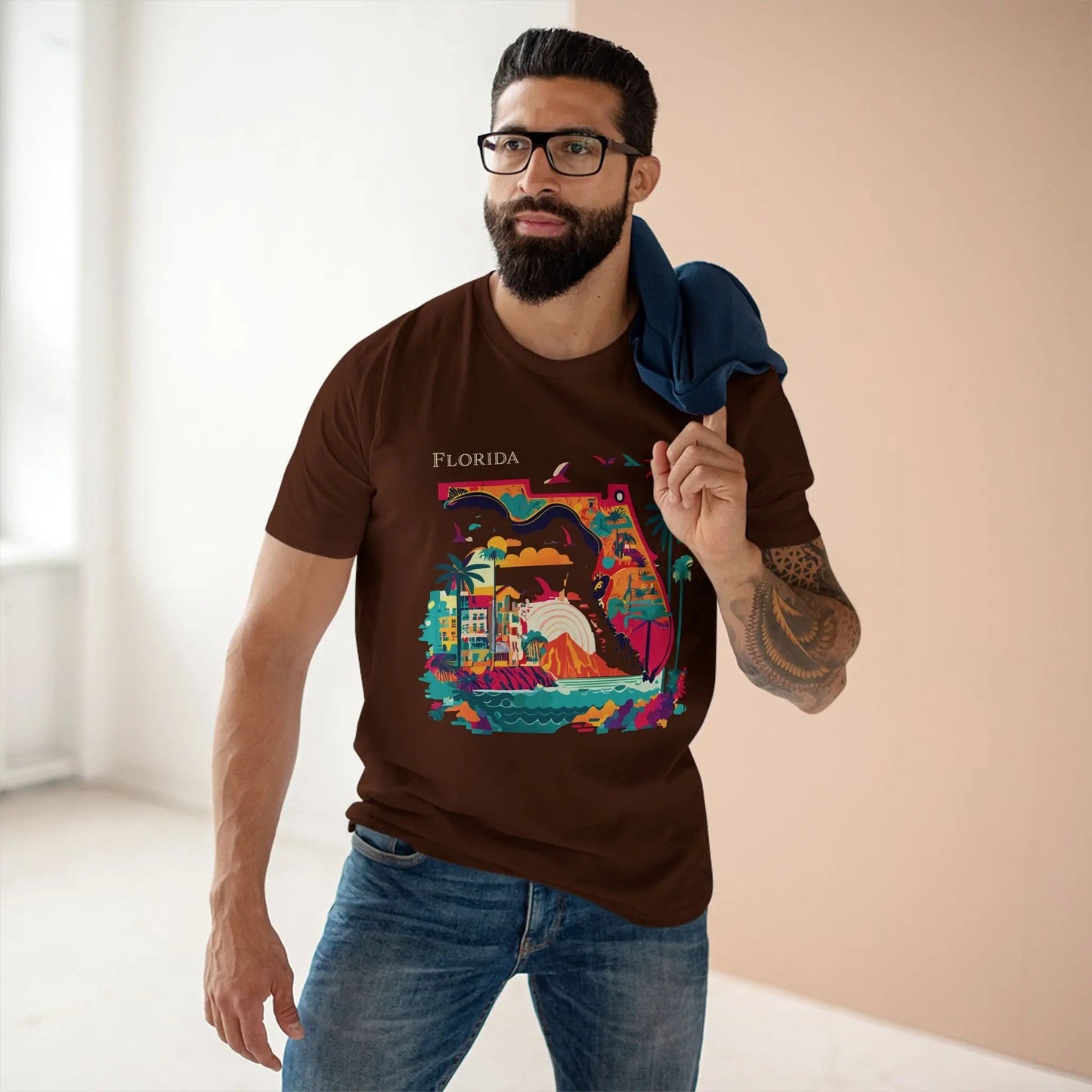 Florida State Shirt Unisex Premium Cotton Tee With Original Art Design From Retro2Nova Collection