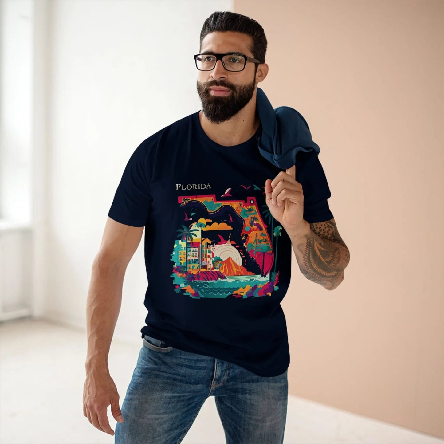 Florida State Shirt Unisex Premium Cotton Tee With Original Art Design From Retro2Nova Collection