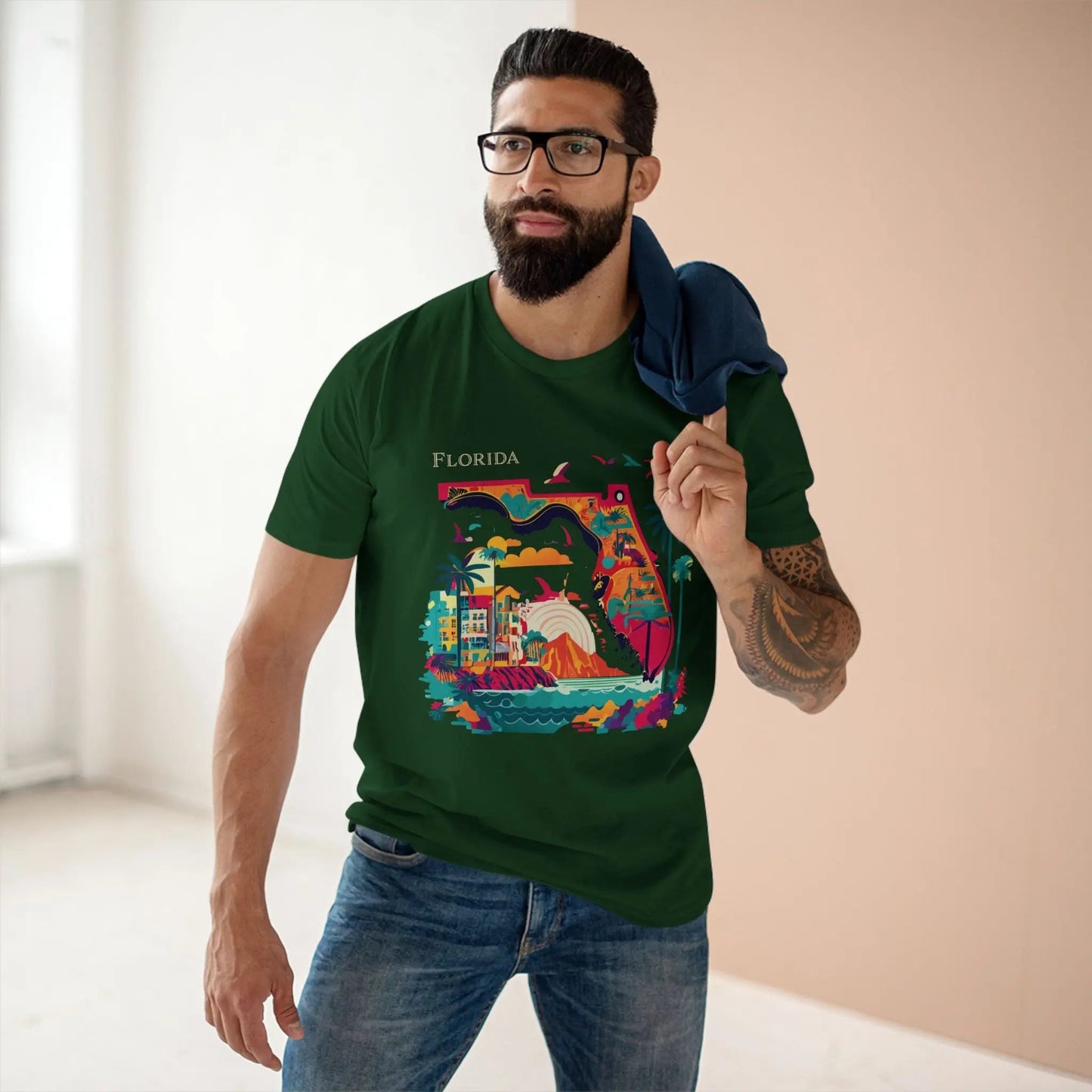 Florida State Shirt Unisex Premium Cotton Tee With Original Art Design From Retro2Nova Collection