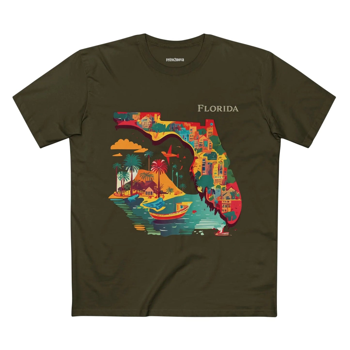 Florida State Shirt Unisex Premium Cotton Tee With Original Art By Retro2Nova Art Collection