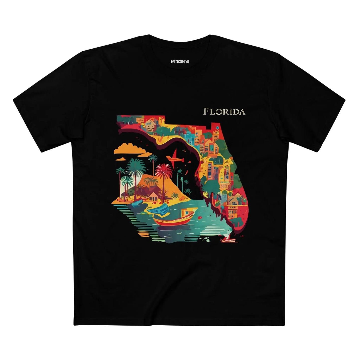 Florida State Shirt Unisex Premium Cotton Tee With Original Art By Retro2Nova Art Collection