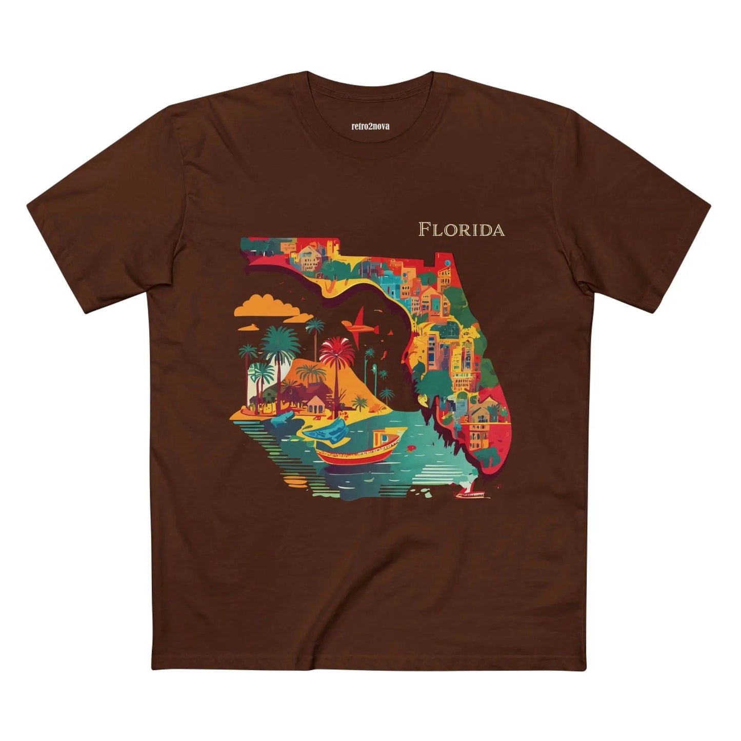 Florida State Shirt Unisex Premium Cotton Tee With Original Art By Retro2Nova Art Collection