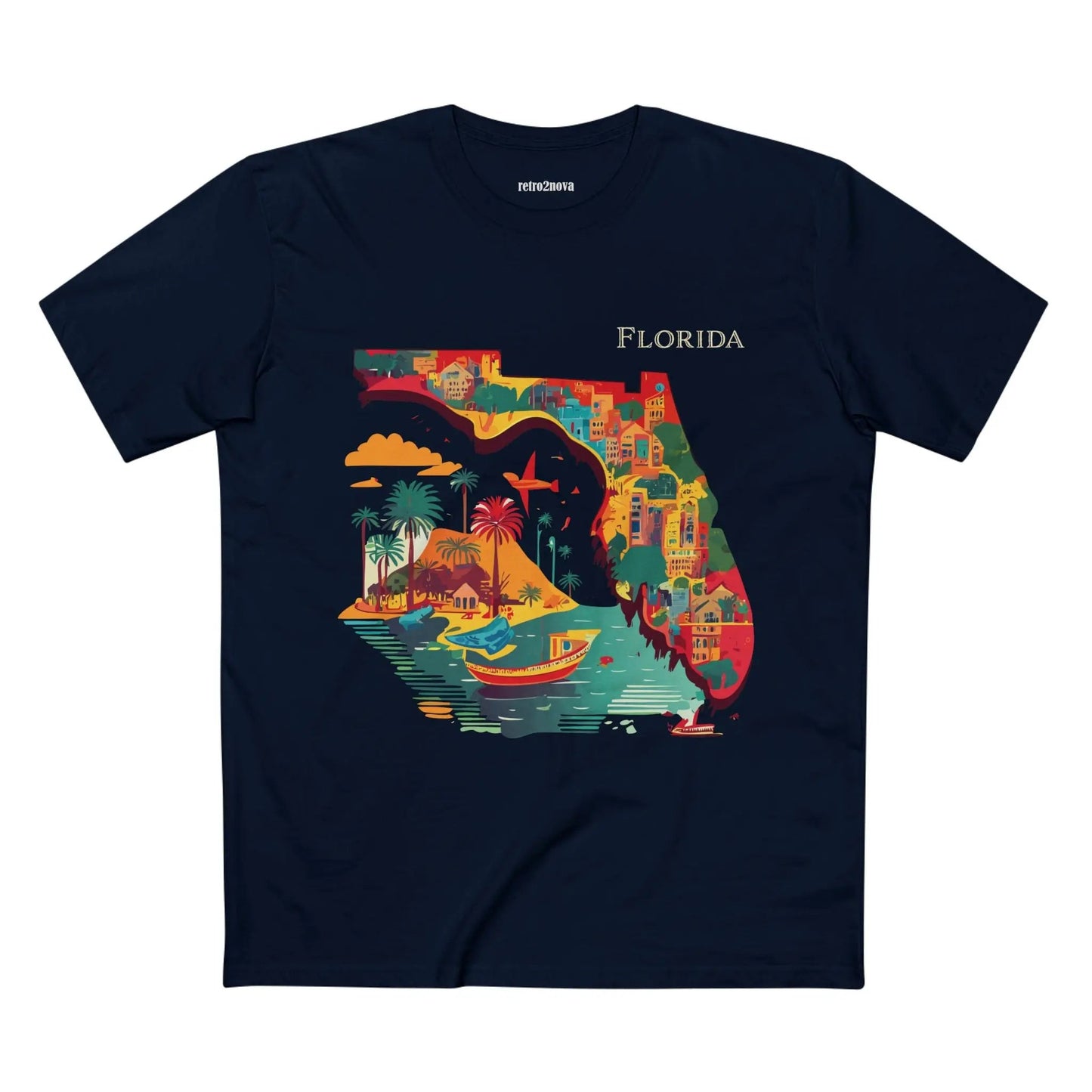 Florida State Shirt Unisex Premium Cotton Tee With Original Art By Retro2Nova Art Collection