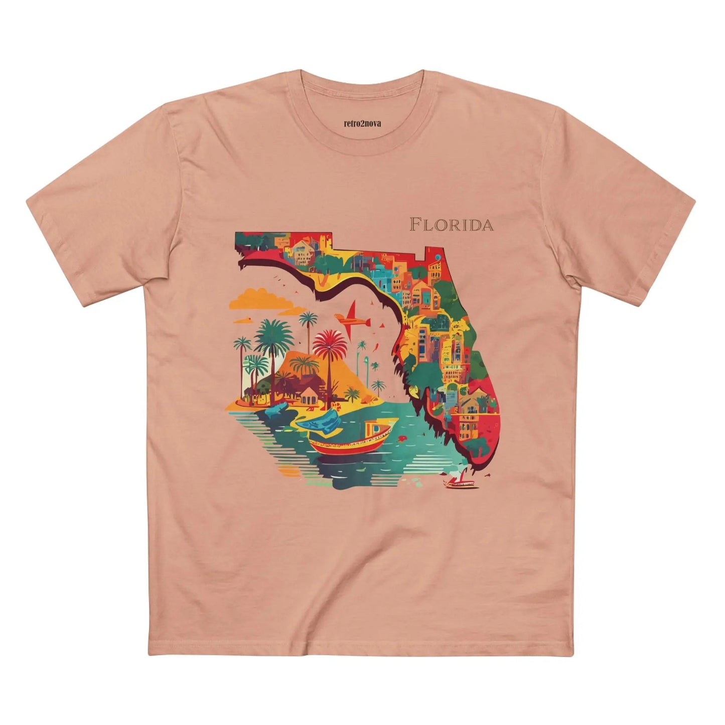 Florida State Shirt Unisex Premium Cotton Tee With Original Art By Retro2Nova Art Collection