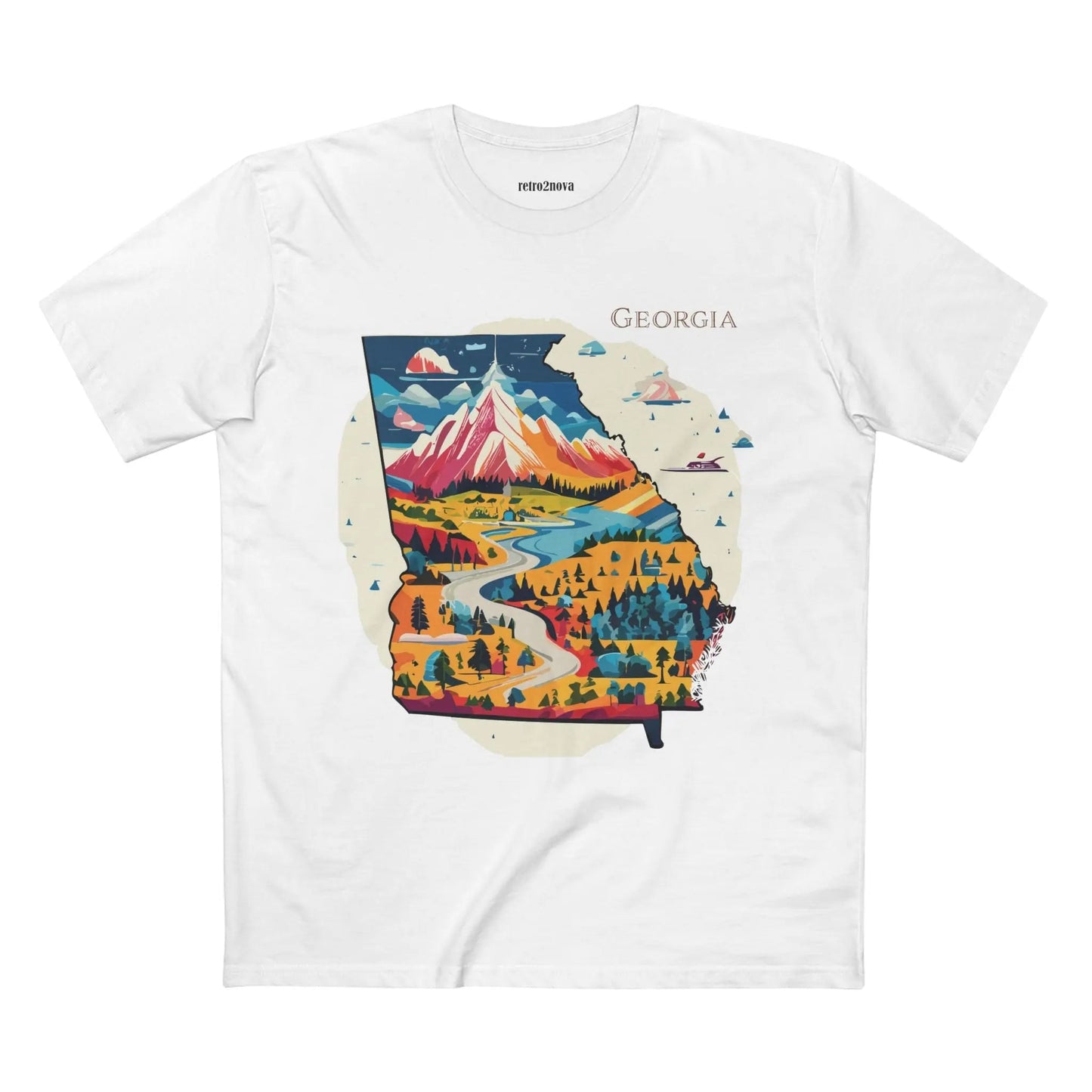 Georgia State Shirt Unisex Premium Cotton Tee With Original Retro Art Design From Our Art Collection
