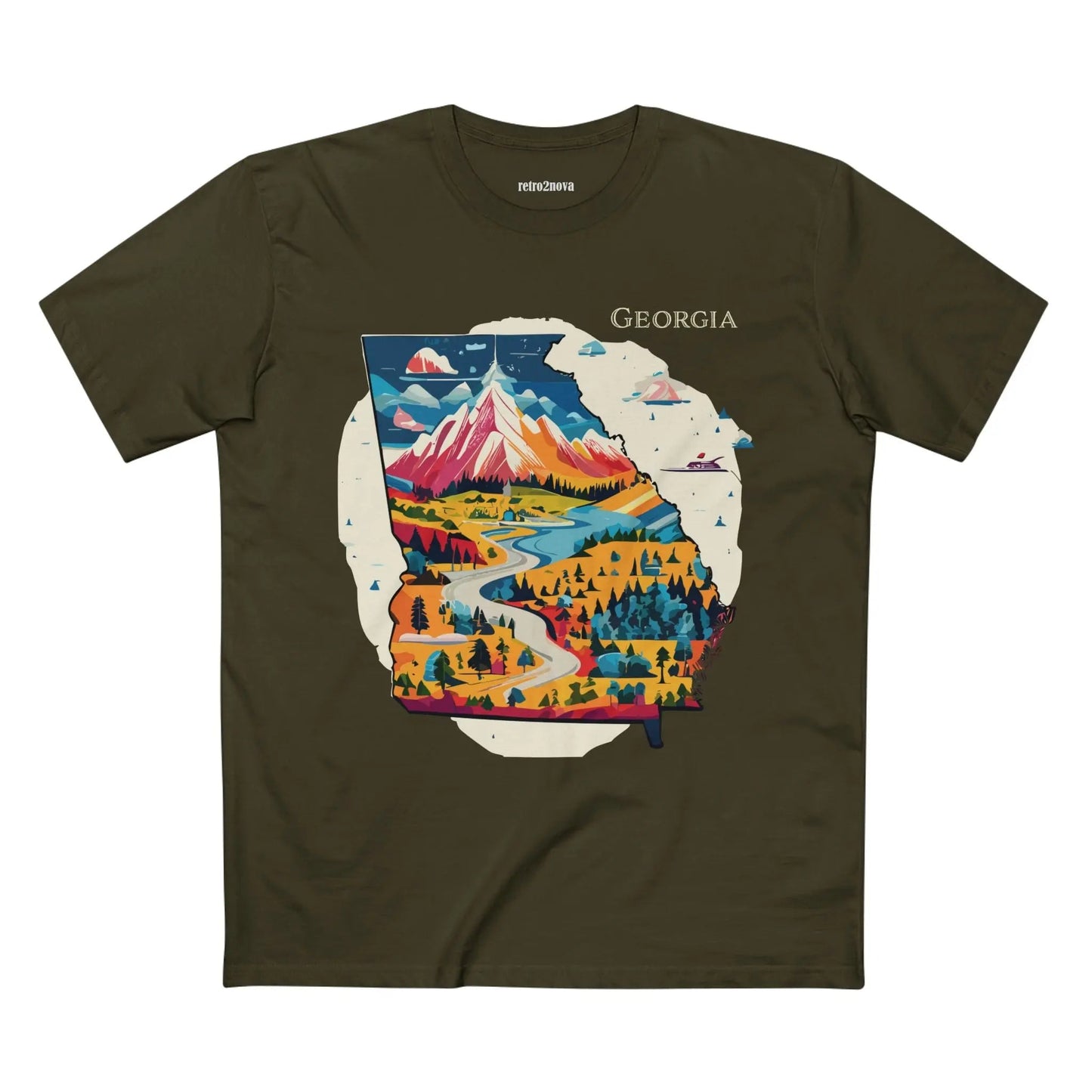 Georgia State Shirt Unisex Premium Cotton Tee With Original Retro Art Design From Our Art Collection