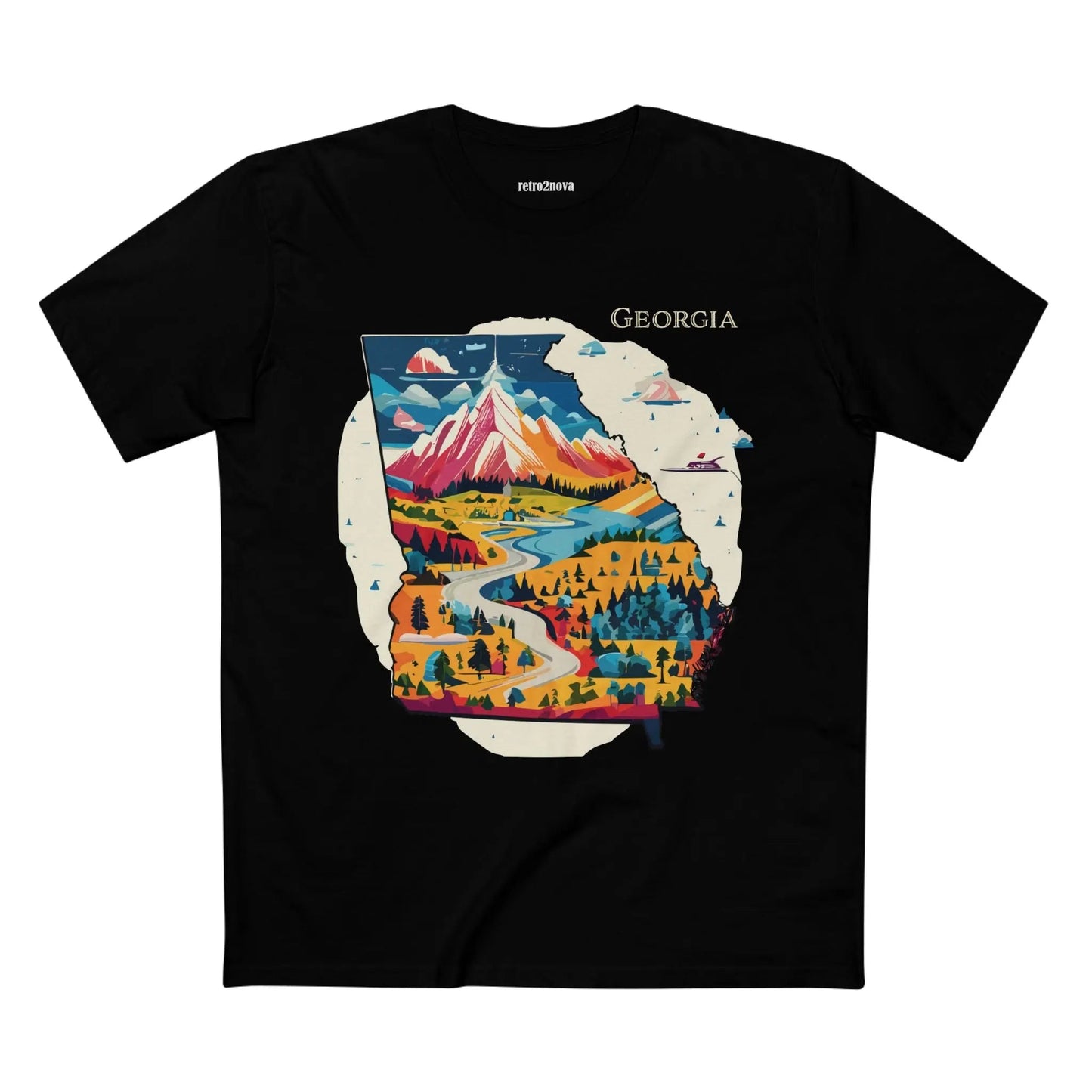Georgia State Shirt Unisex Premium Cotton Tee With Original Retro Art Design From Our Art Collection