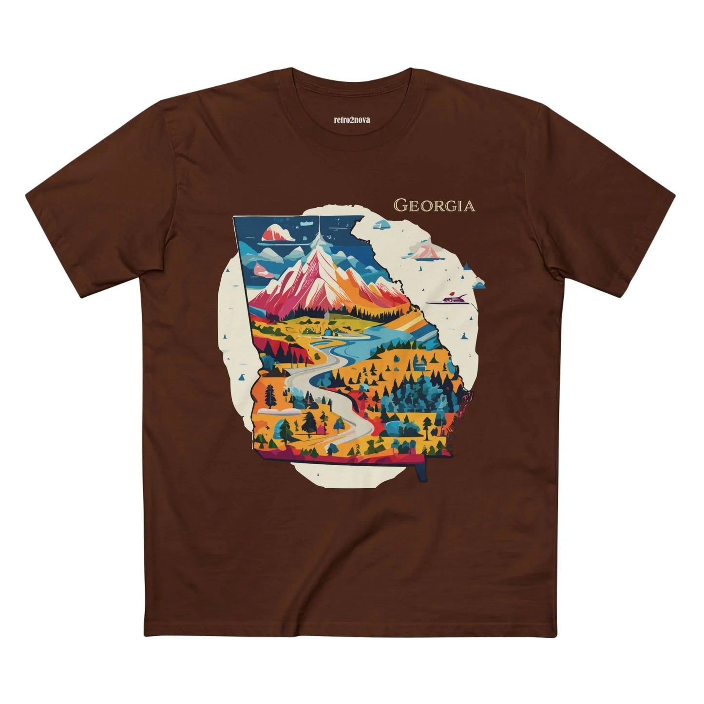 Georgia State Shirt Unisex Premium Cotton Tee With Original Retro Art Design From Our Art Collection