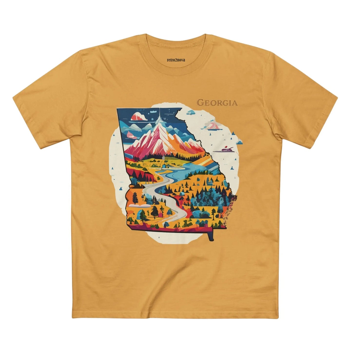 Georgia State Shirt Unisex Premium Cotton Tee With Original Retro Art Design From Our Art Collection