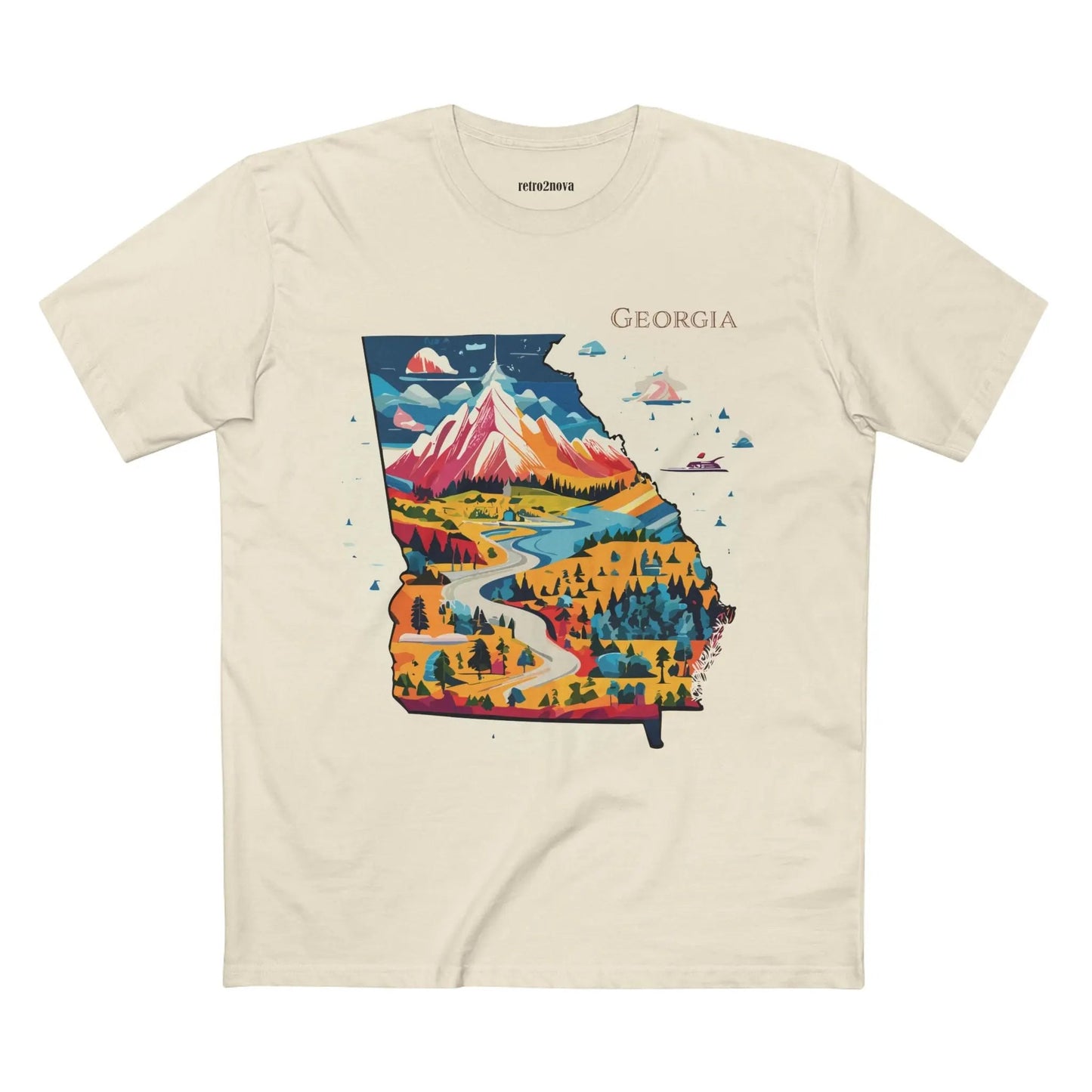 Georgia State Shirt Unisex Premium Cotton Tee With Original Retro Art Design From Our Art Collection
