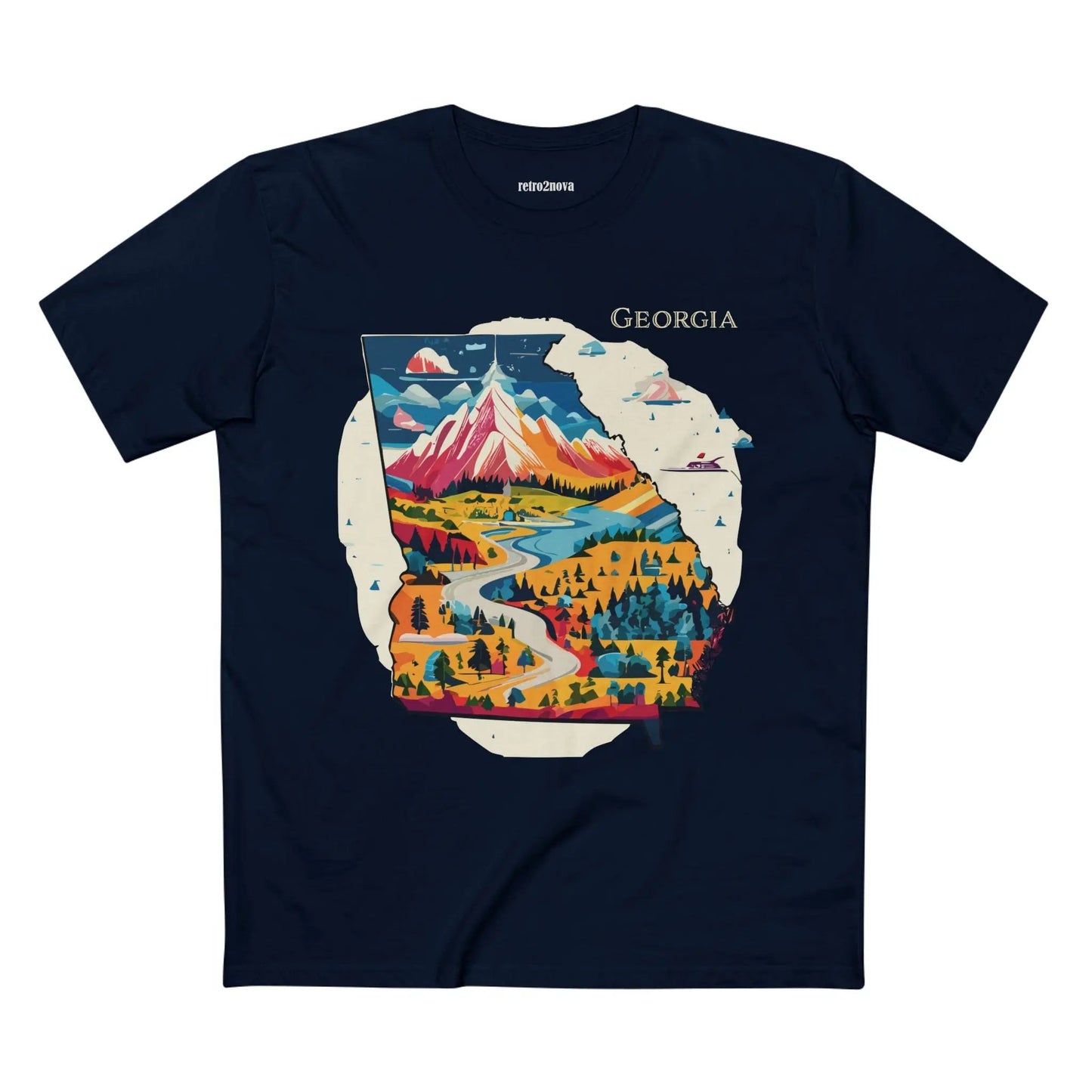 Georgia State Shirt Unisex Premium Cotton Tee With Original Retro Art Design From Our Art Collection
