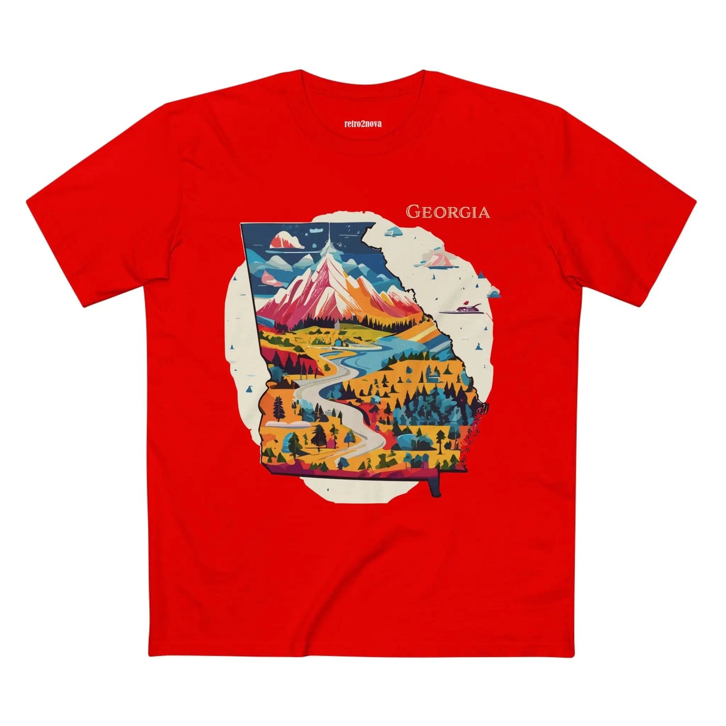 Georgia State Shirt Unisex Premium Cotton Tee With Original Retro Art Design From Our Art Collection
