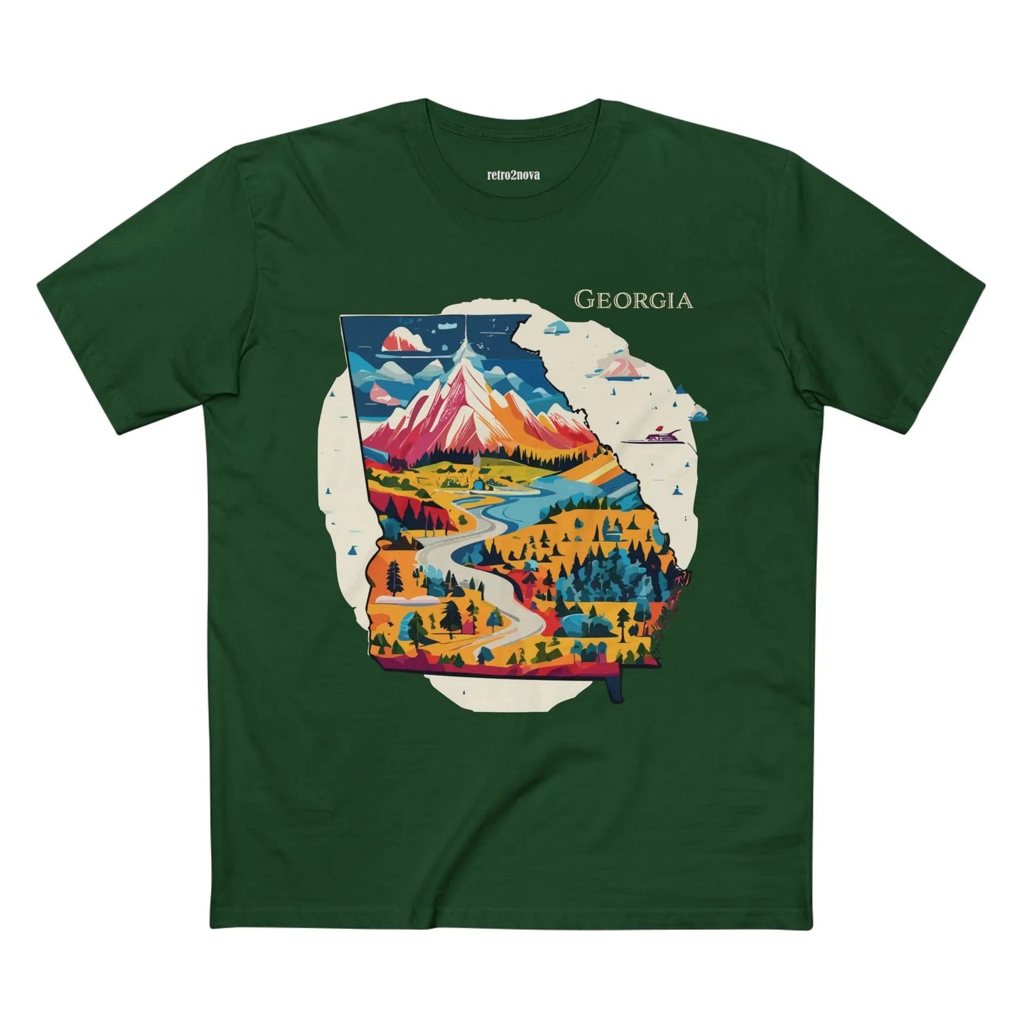 Georgia State Shirt Unisex Premium Cotton Tee With Original Retro Art Design From Our Art Collection