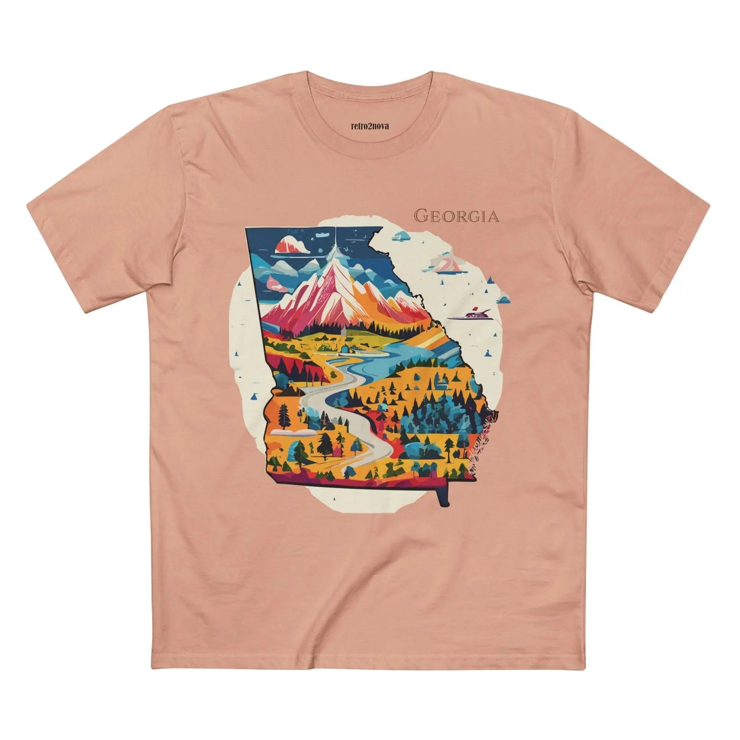 Georgia State Shirt Unisex Premium Cotton Tee With Original Retro Art Design From Our Art Collection