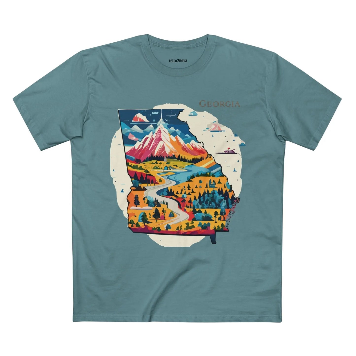 Georgia State Shirt Unisex Premium Cotton Tee With Original Retro Art Design From Our Art Collection
