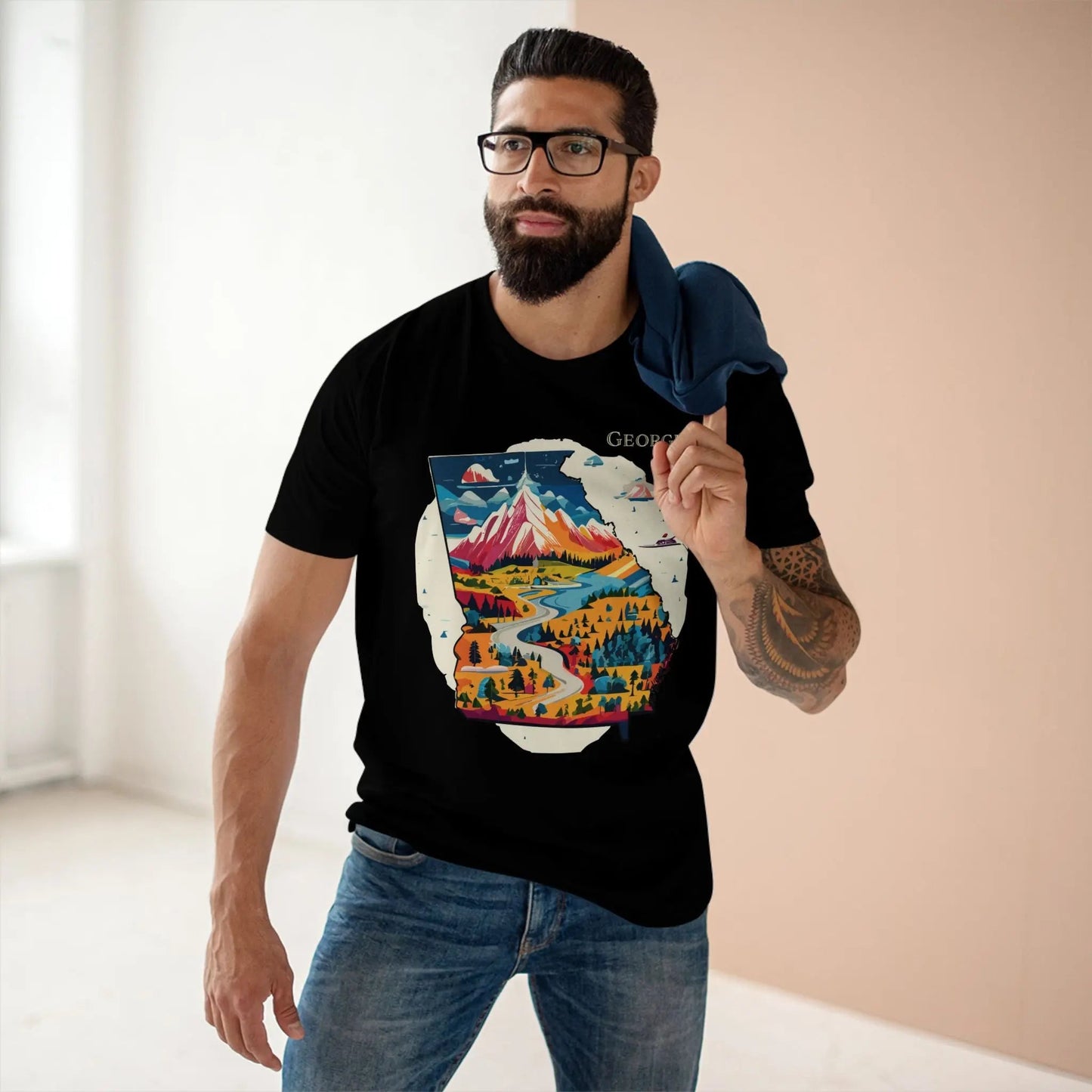 Georgia State Shirt Unisex Premium Cotton Tee With Original Retro Art Design From Our Art Collection