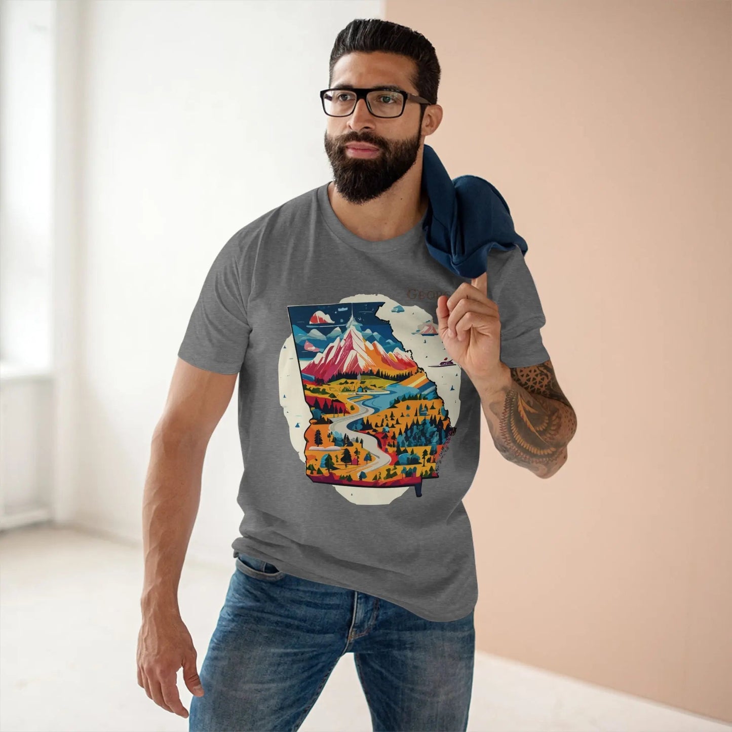 Georgia State Shirt Unisex Premium Cotton Tee With Original Retro Art Design From Our Art Collection