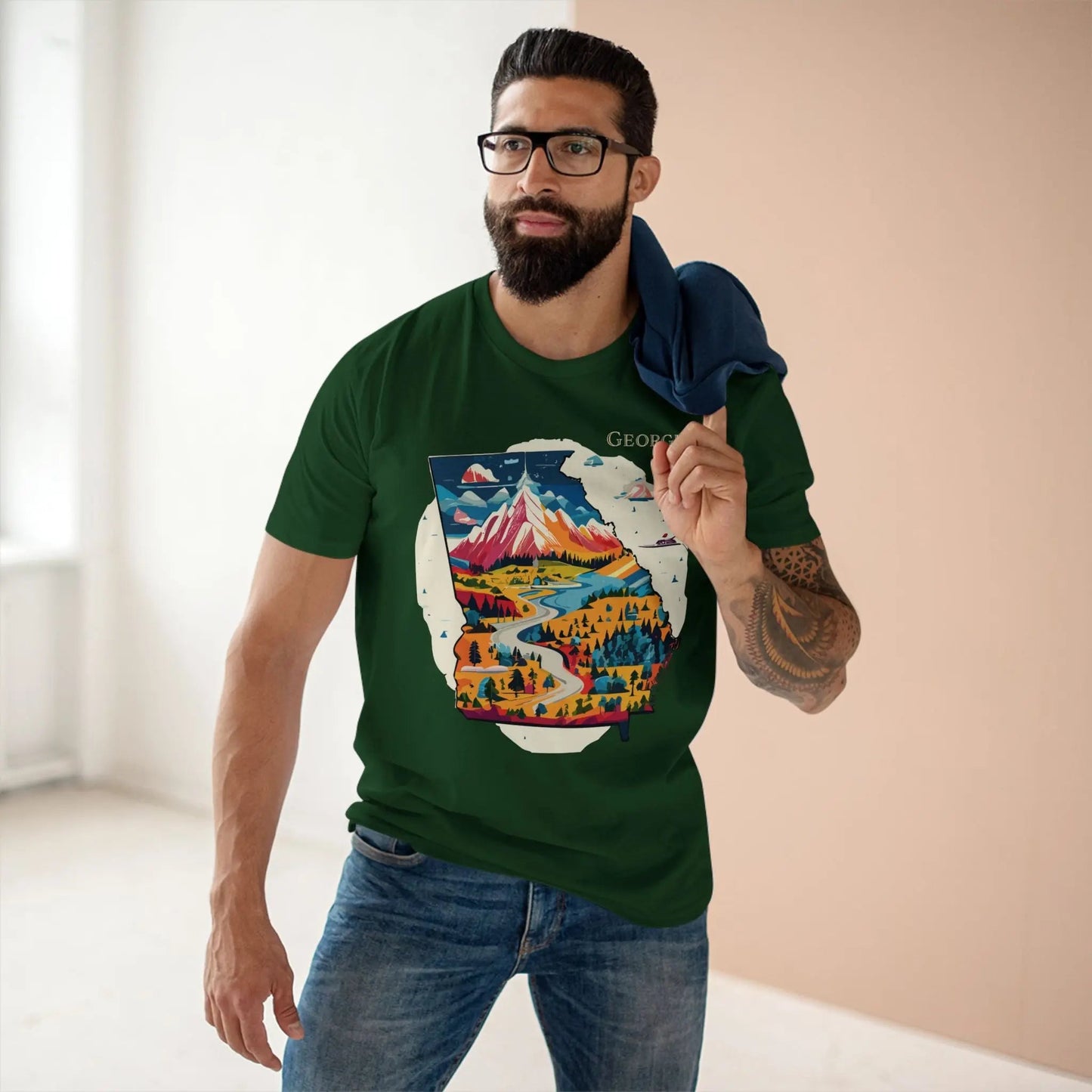 Georgia State Shirt Unisex Premium Cotton Tee With Original Retro Art Design From Our Art Collection