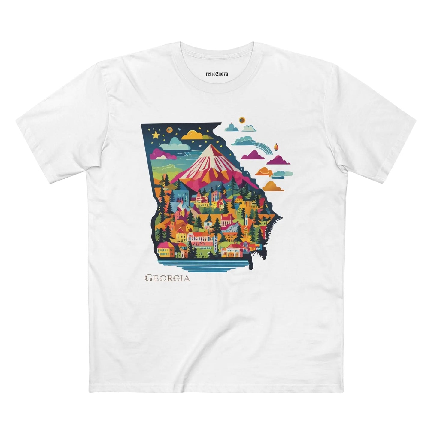 Georgia State Shirt Unisex Premium Cotton Tee with Original Art by Retro2Nova Art Collection