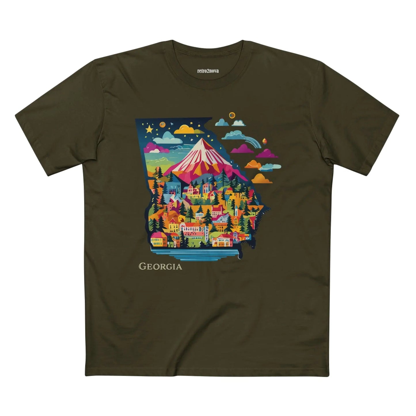 Georgia State Shirt Unisex Premium Cotton Tee with Original Art by Retro2Nova Art Collection