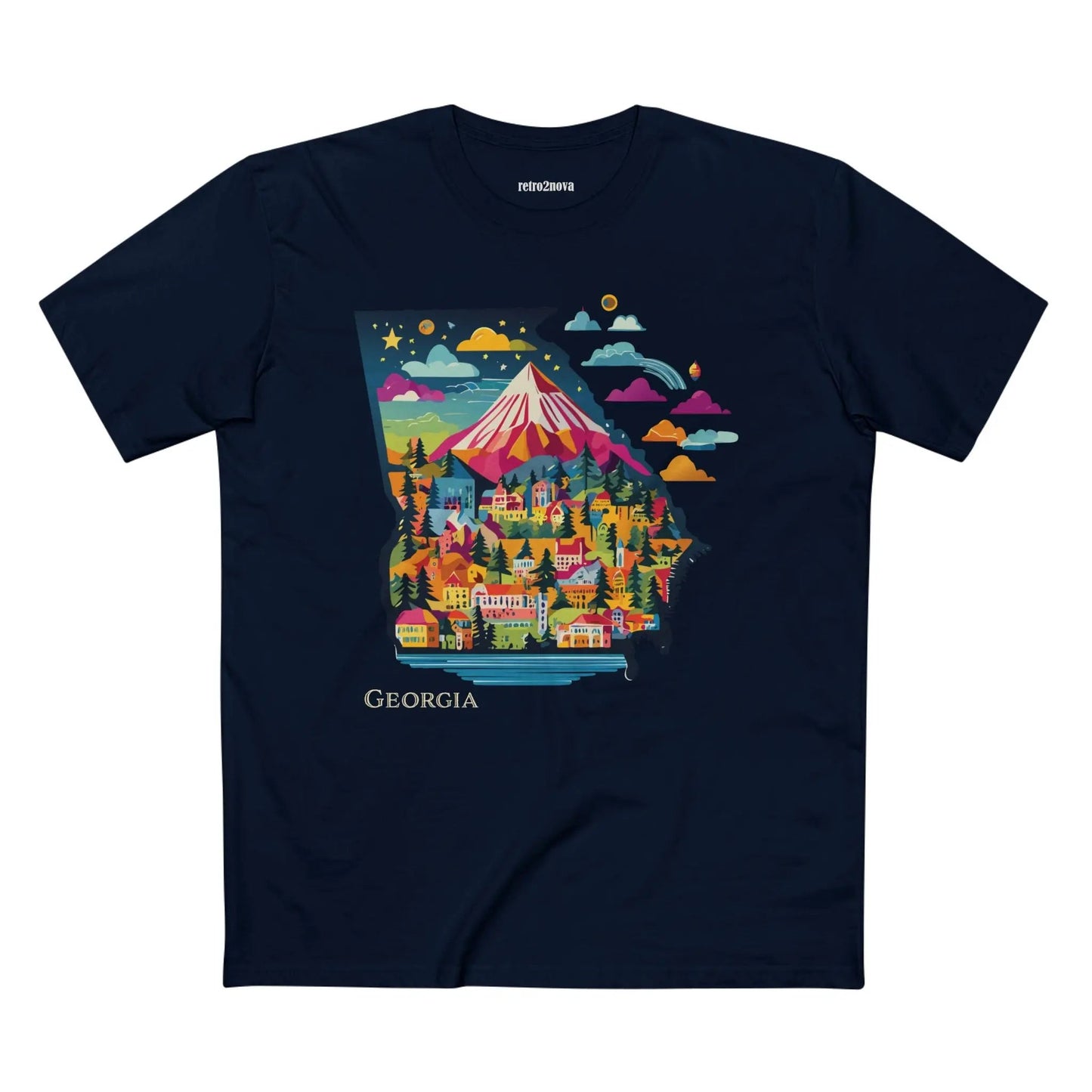 Georgia State Shirt Unisex Premium Cotton Tee with Original Art by Retro2Nova Art Collection