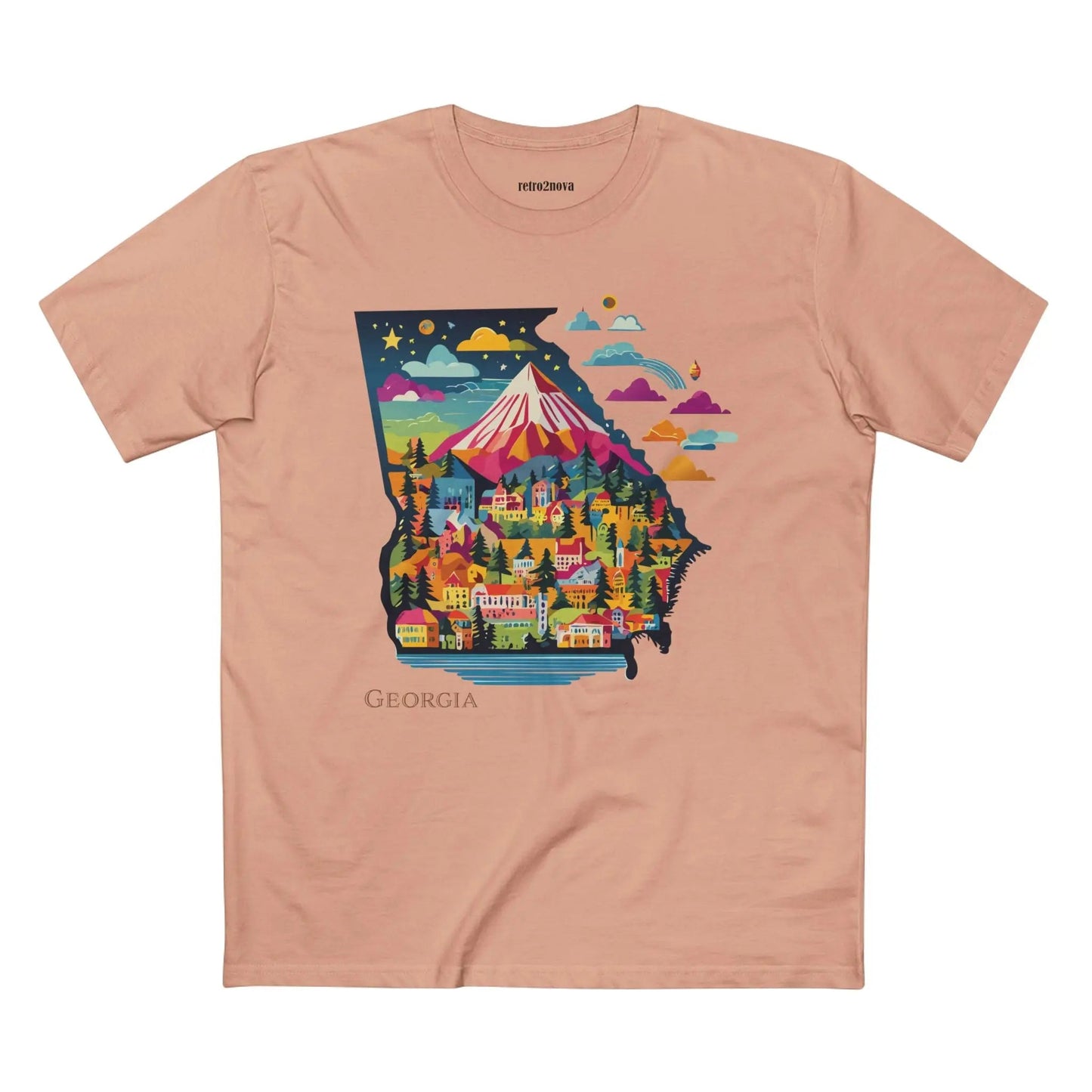 Georgia State Shirt Unisex Premium Cotton Tee with Original Art by Retro2Nova Art Collection