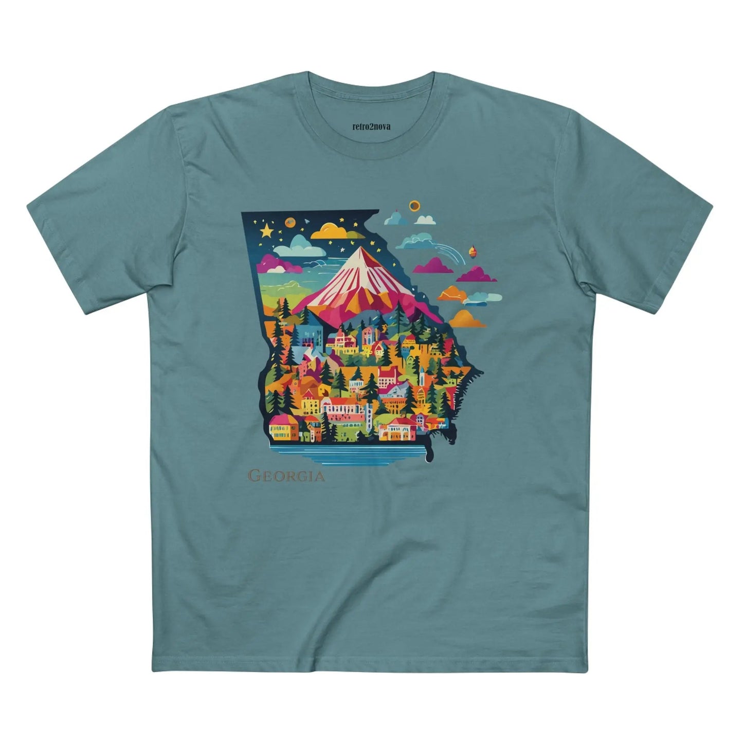 Georgia State Shirt Unisex Premium Cotton Tee with Original Art by Retro2Nova Art Collection