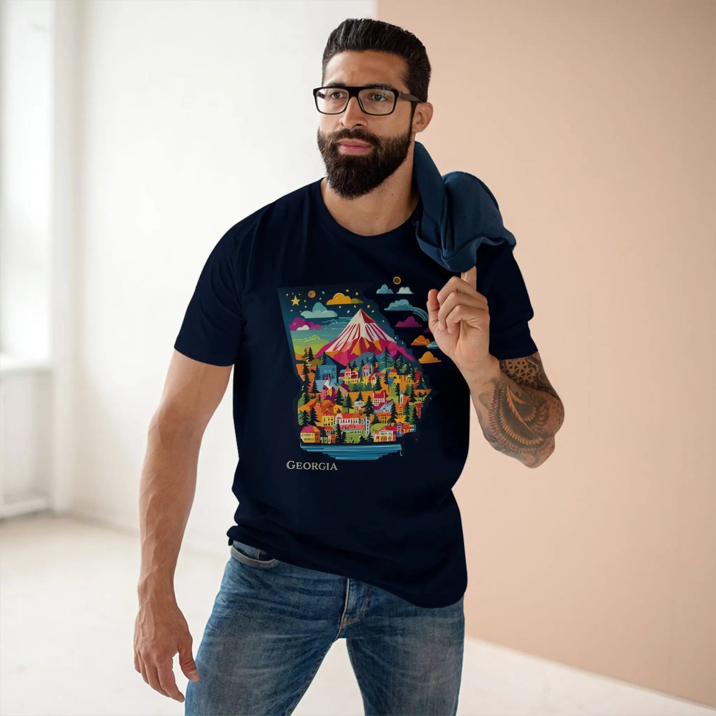 Georgia State Shirt Unisex Premium Cotton Tee with Original Art by Retro2Nova Art Collection