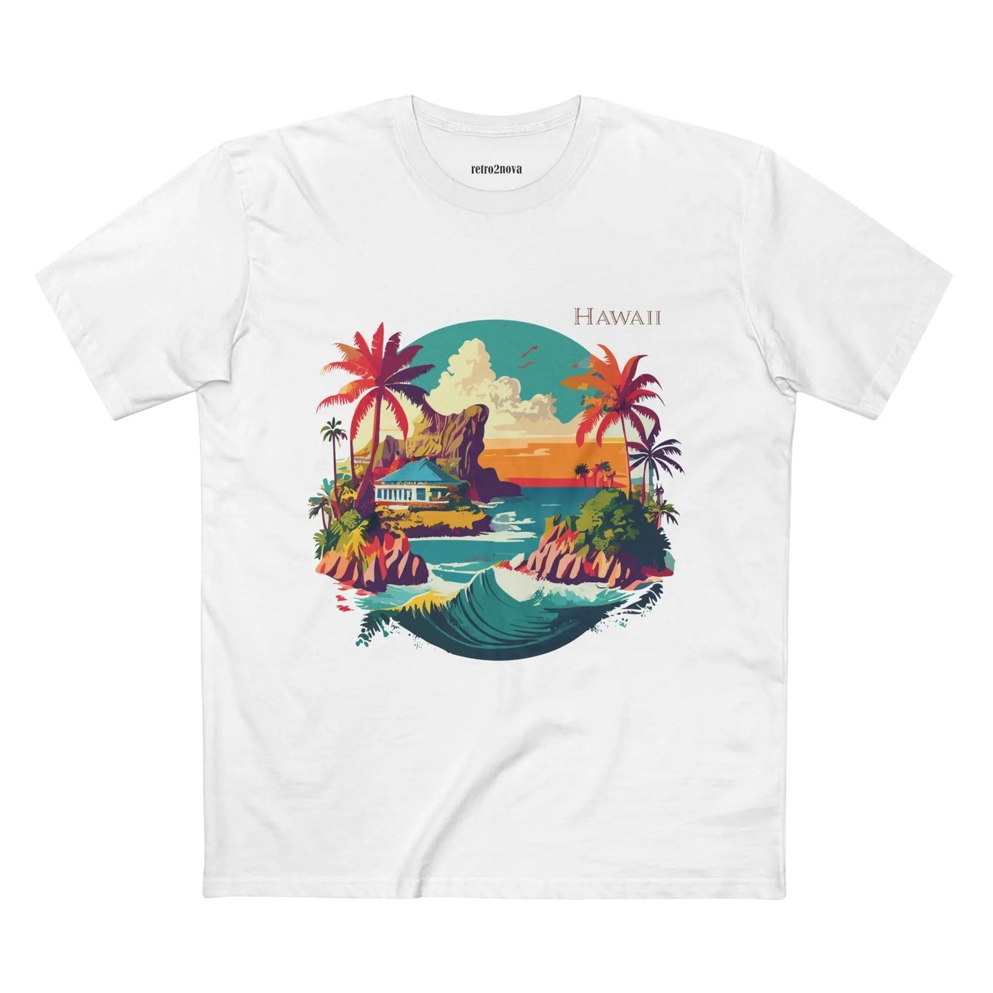 US State Shirts Hawaii Shirt Unisex Premium Cotton Tee With Original Art Design Retro2Nova