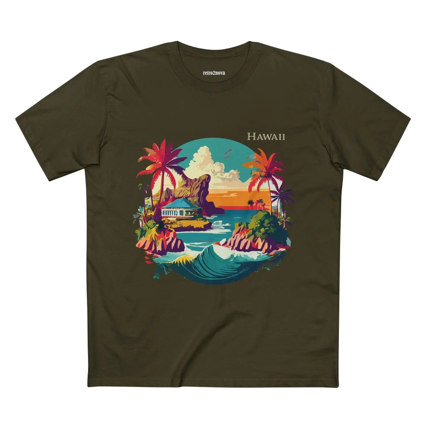 US State Shirts Hawaii Shirt Unisex Premium Cotton Tee With Original Art Design Retro2Nova