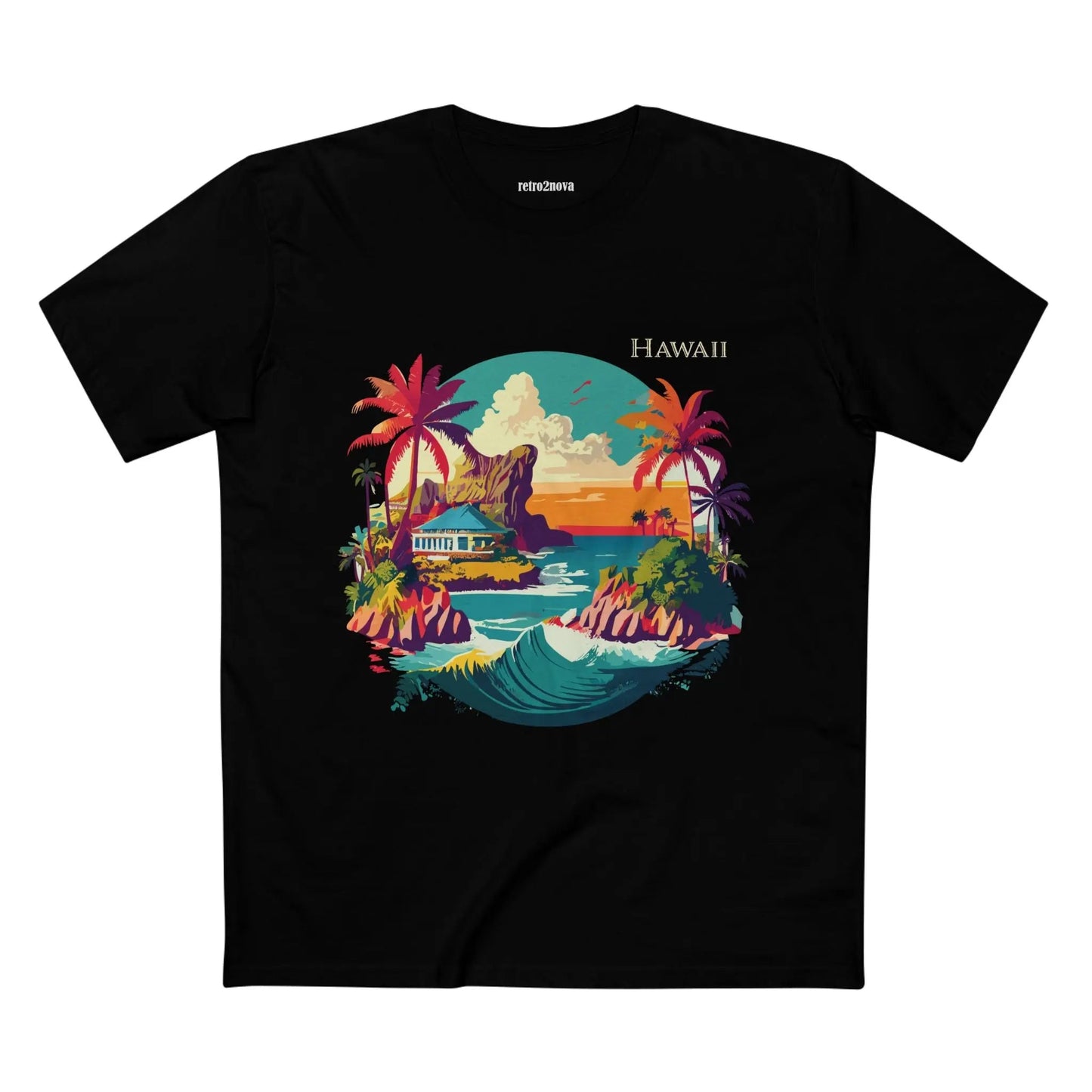 US State Shirts Hawaii Shirt Unisex Premium Cotton Tee With Original Art Design Retro2Nova