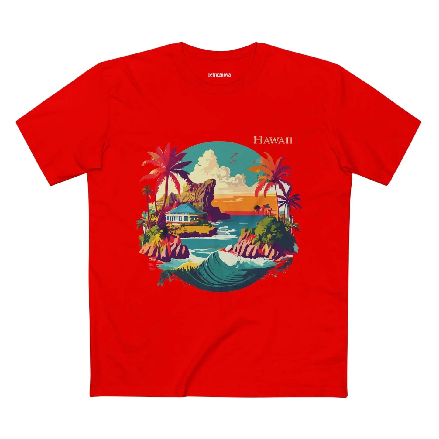 US State Shirts Hawaii Shirt Unisex Premium Cotton Tee With Original Art Design Retro2Nova