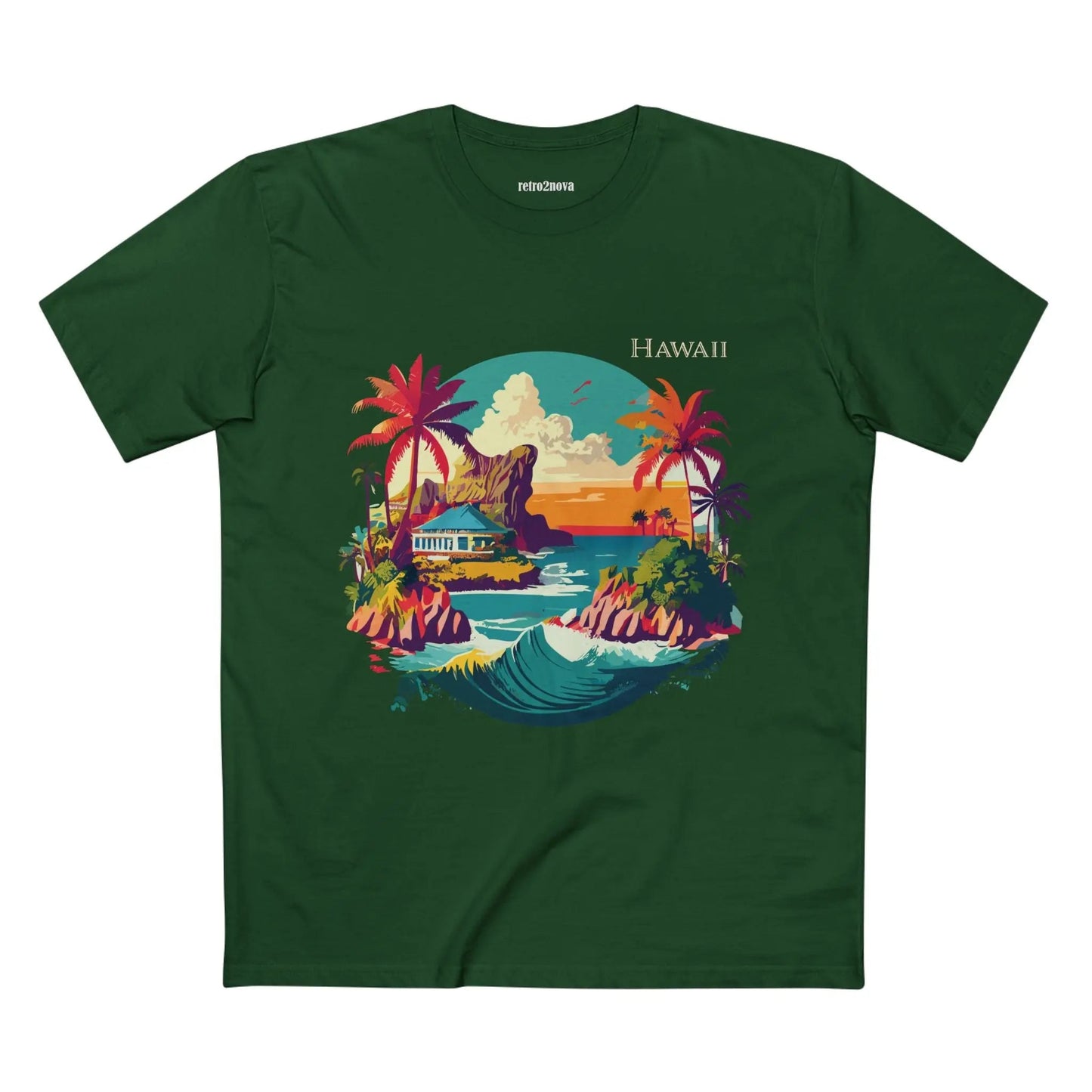 US State Shirts Hawaii Shirt Unisex Premium Cotton Tee With Original Art Design Retro2Nova