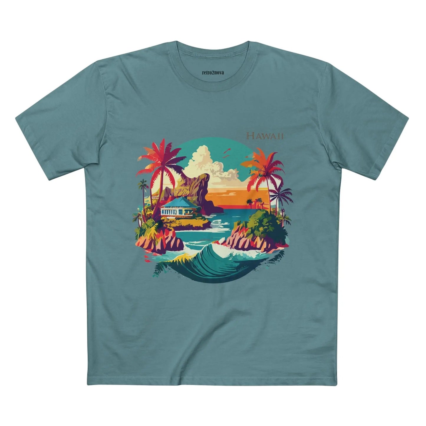 US State Shirts Hawaii Shirt Unisex Premium Cotton Tee With Original Art Design Retro2Nova