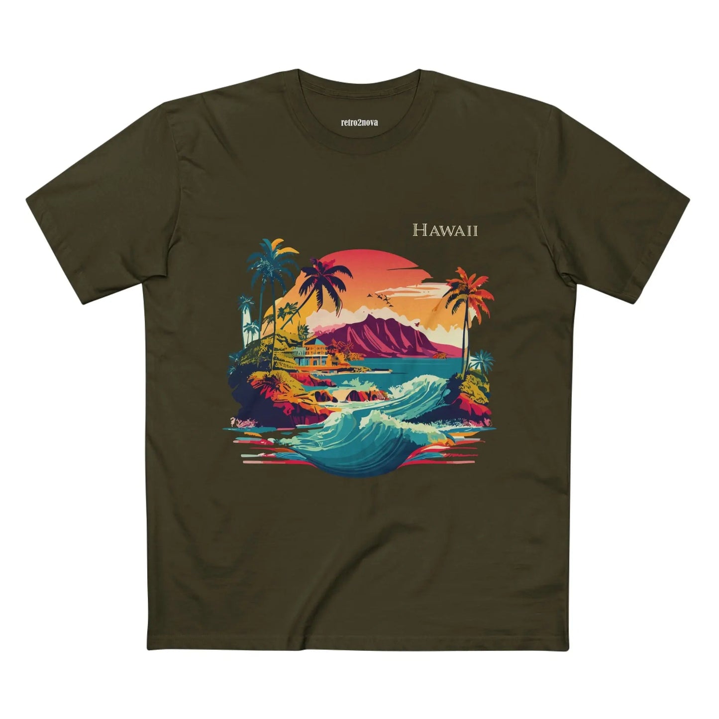 Hawaii State Shirt Unisex Premium Cotton Tee With Original Art Design Retro2Nova
