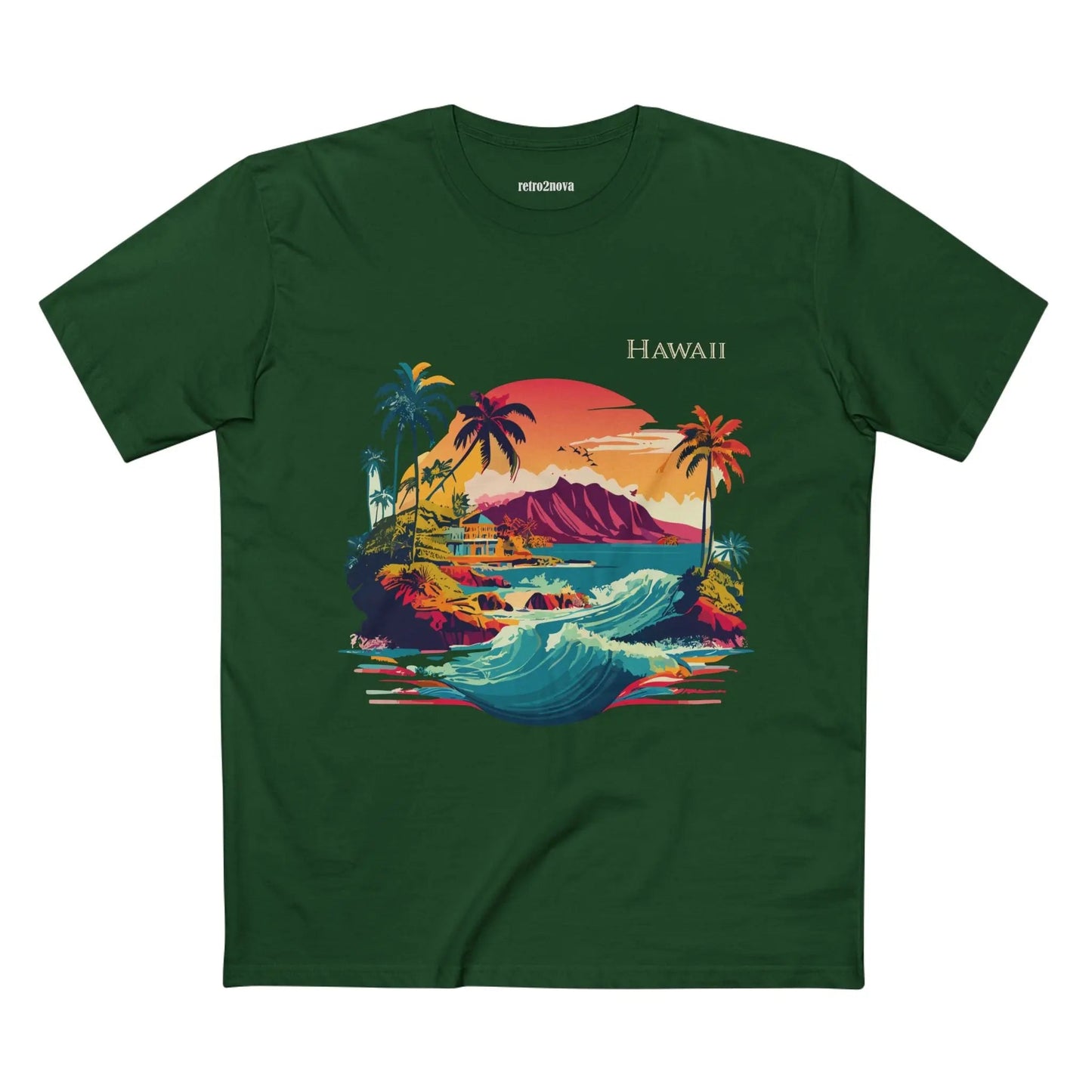Hawaii State Shirt Unisex Premium Cotton Tee With Original Art Design Retro2Nova