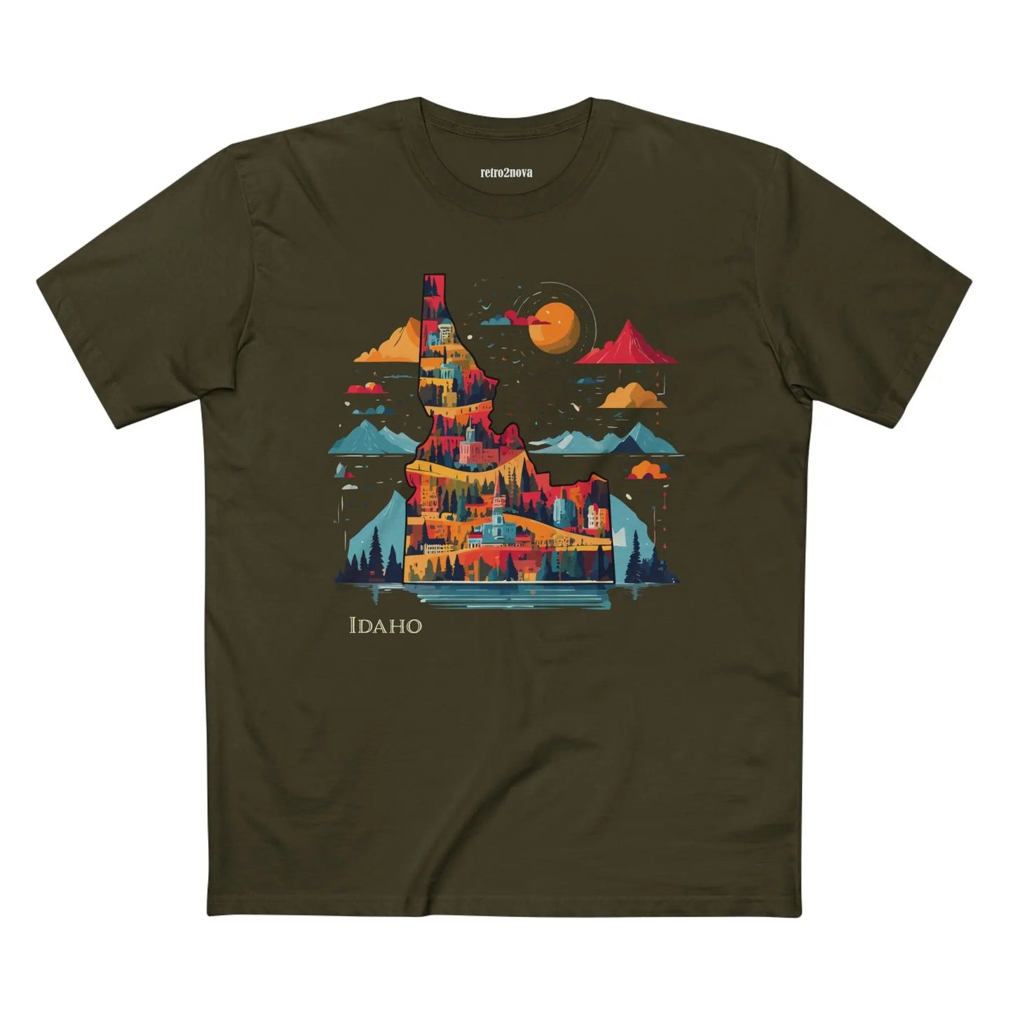 Idaho State Shirt Unisex Premium Cotton Art Tee From Retro2Nova Art Collection Exclusive Edition
