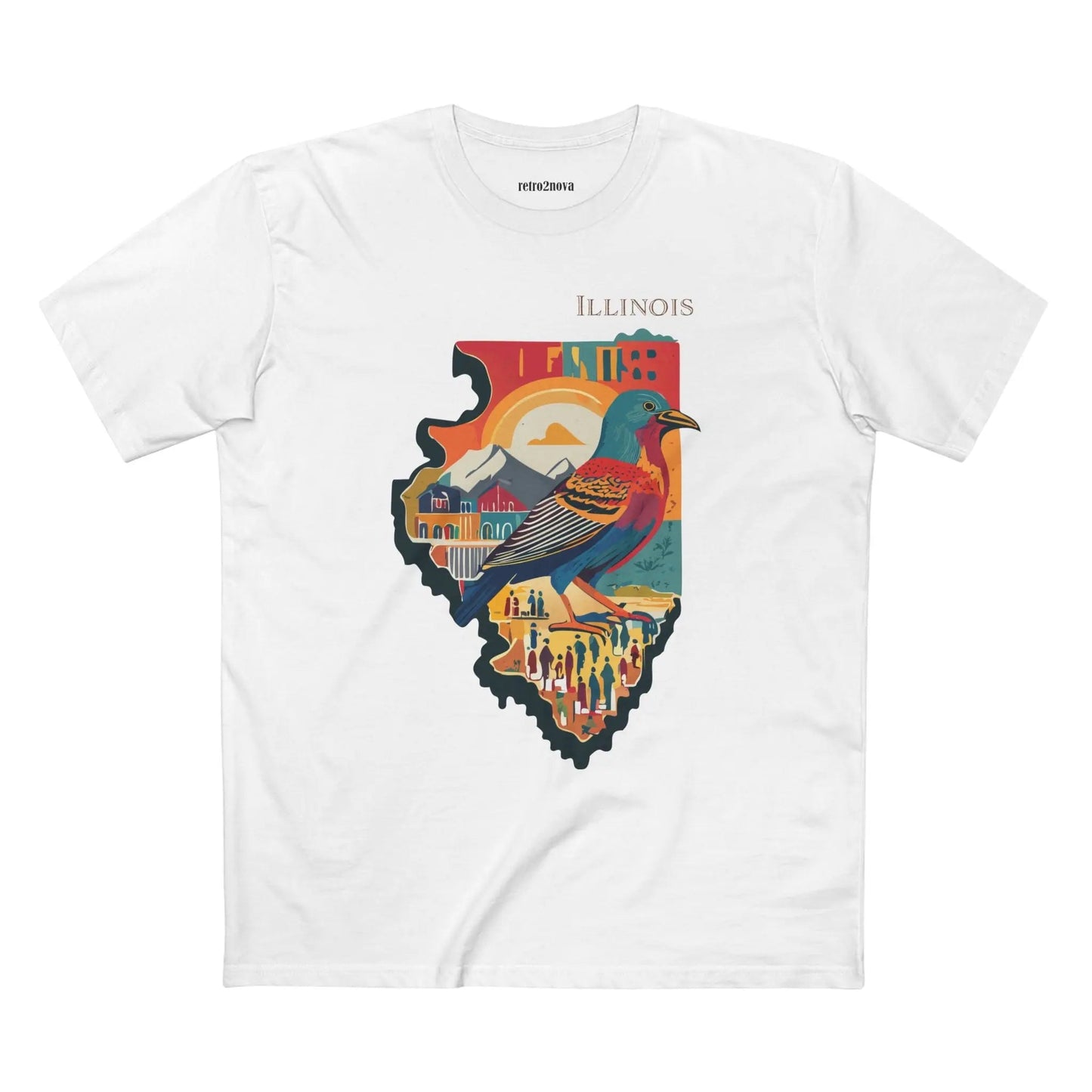 Illinois State Shirt Unisex Premium Cotton Tee With Original Art Design By Retro2Nova